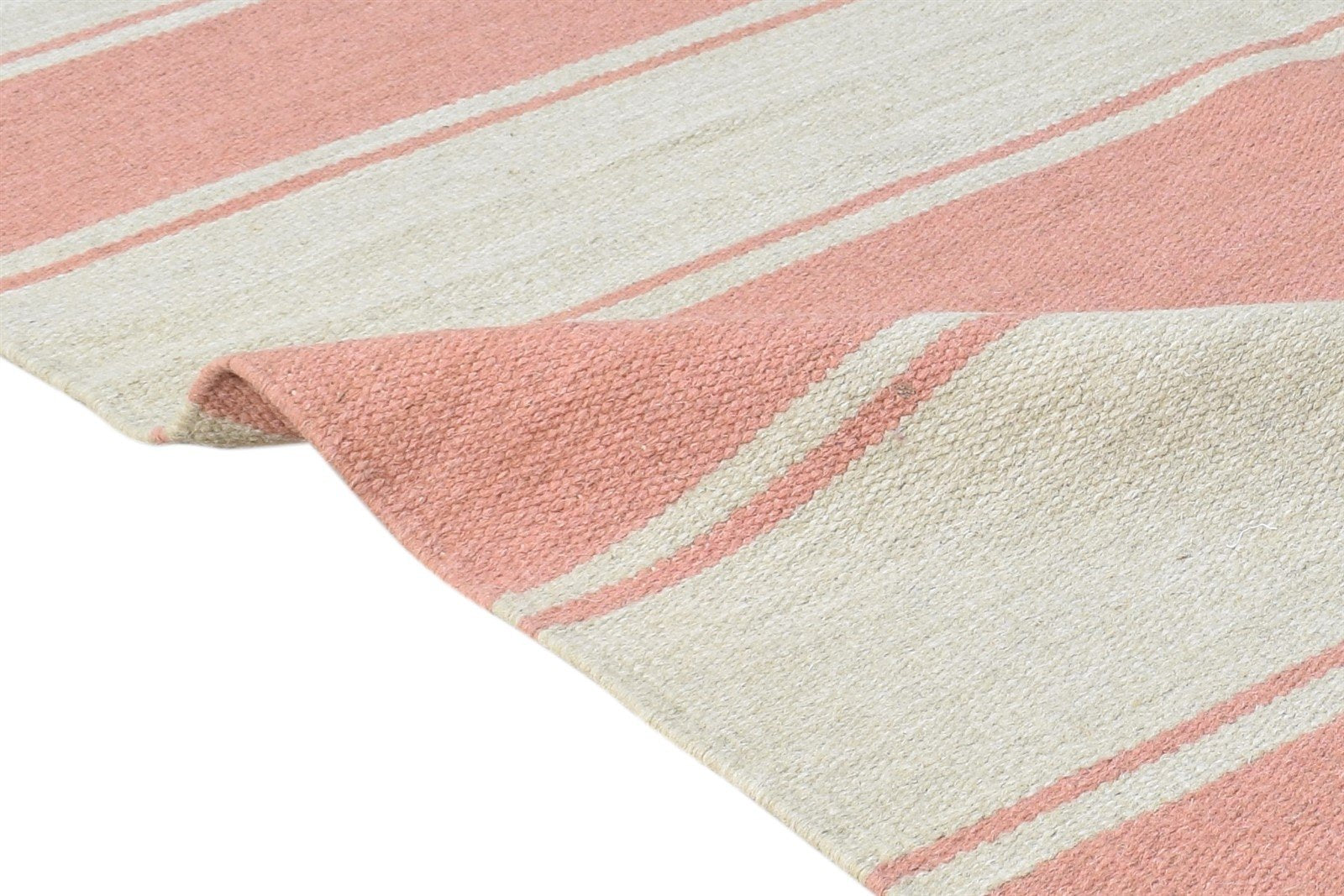 8' X 10' Rug Wool Rust Modern Dhurrie Scandinavian Striped Large Carpet 7865165349013