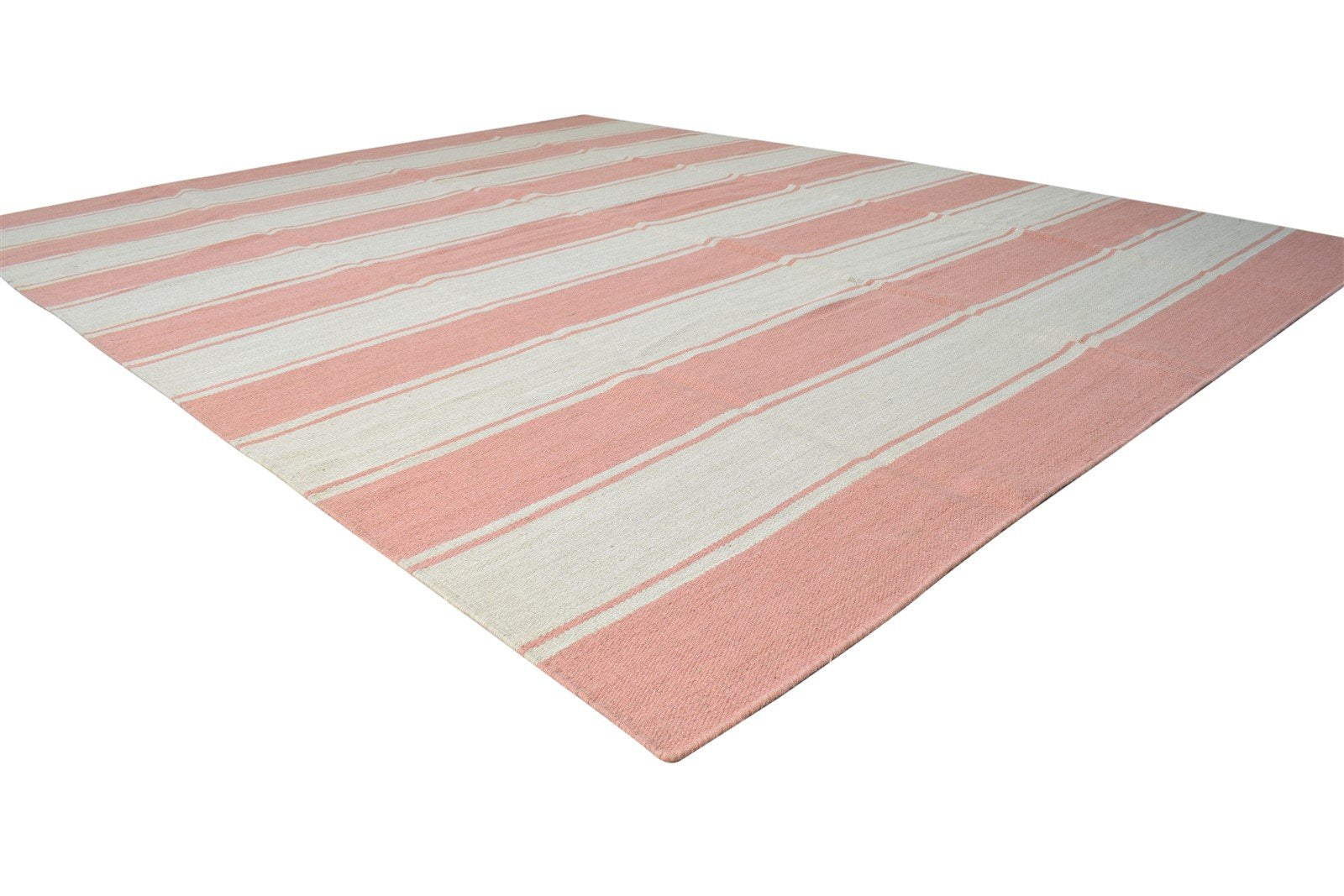 8' X 10' Rug Wool Rust Modern Dhurrie Scandinavian Striped Large Carpet 7865165349013