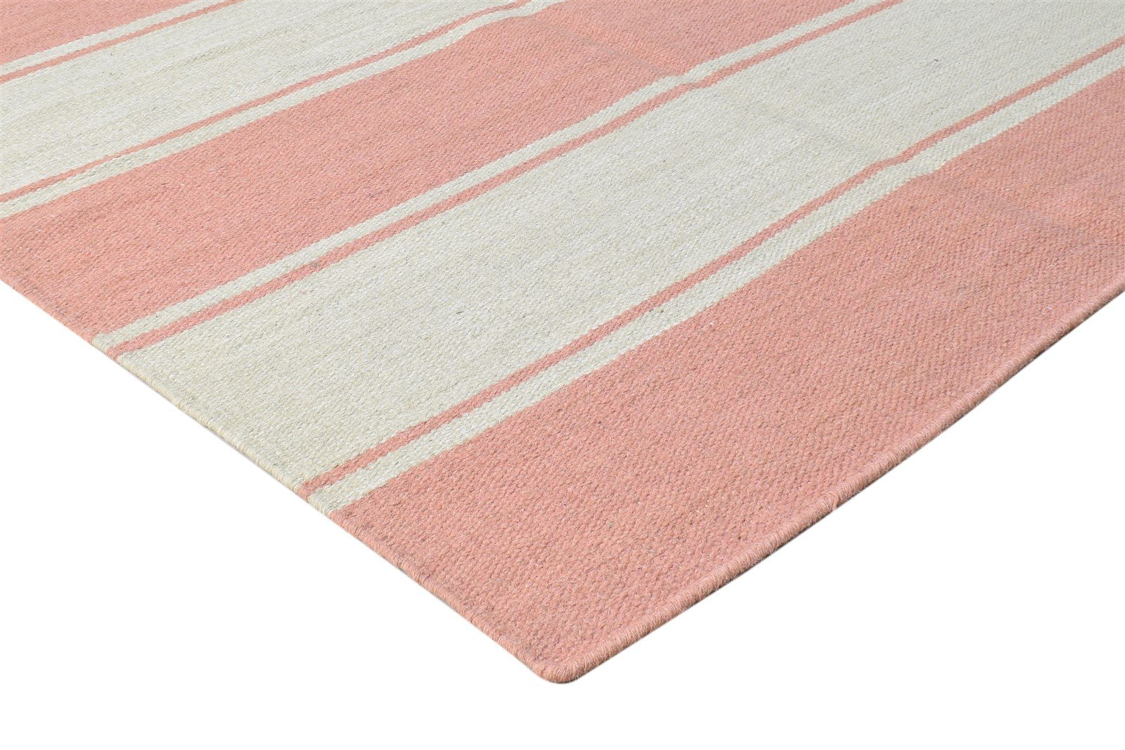 8' X 10' Rug Wool Rust Modern Dhurrie Scandinavian Striped Large Carpet 7865165349013