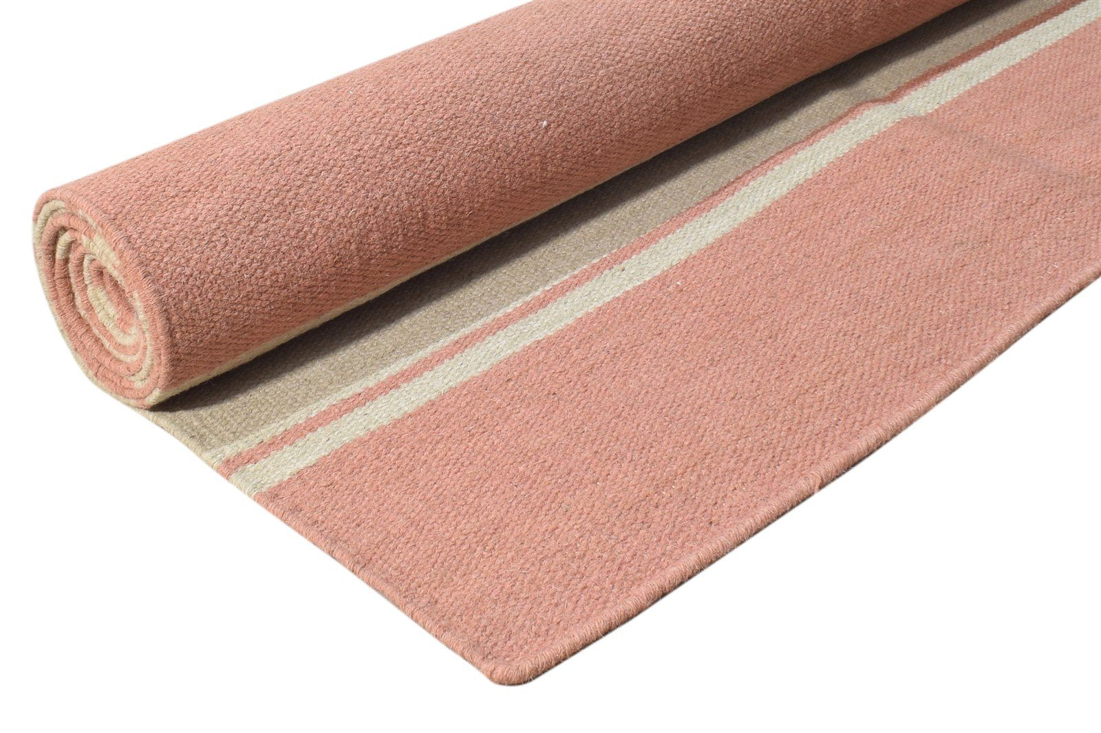 8' X 10' Rug Wool Rust Modern Dhurrie Scandinavian Striped Large Carpet 7865165349013
