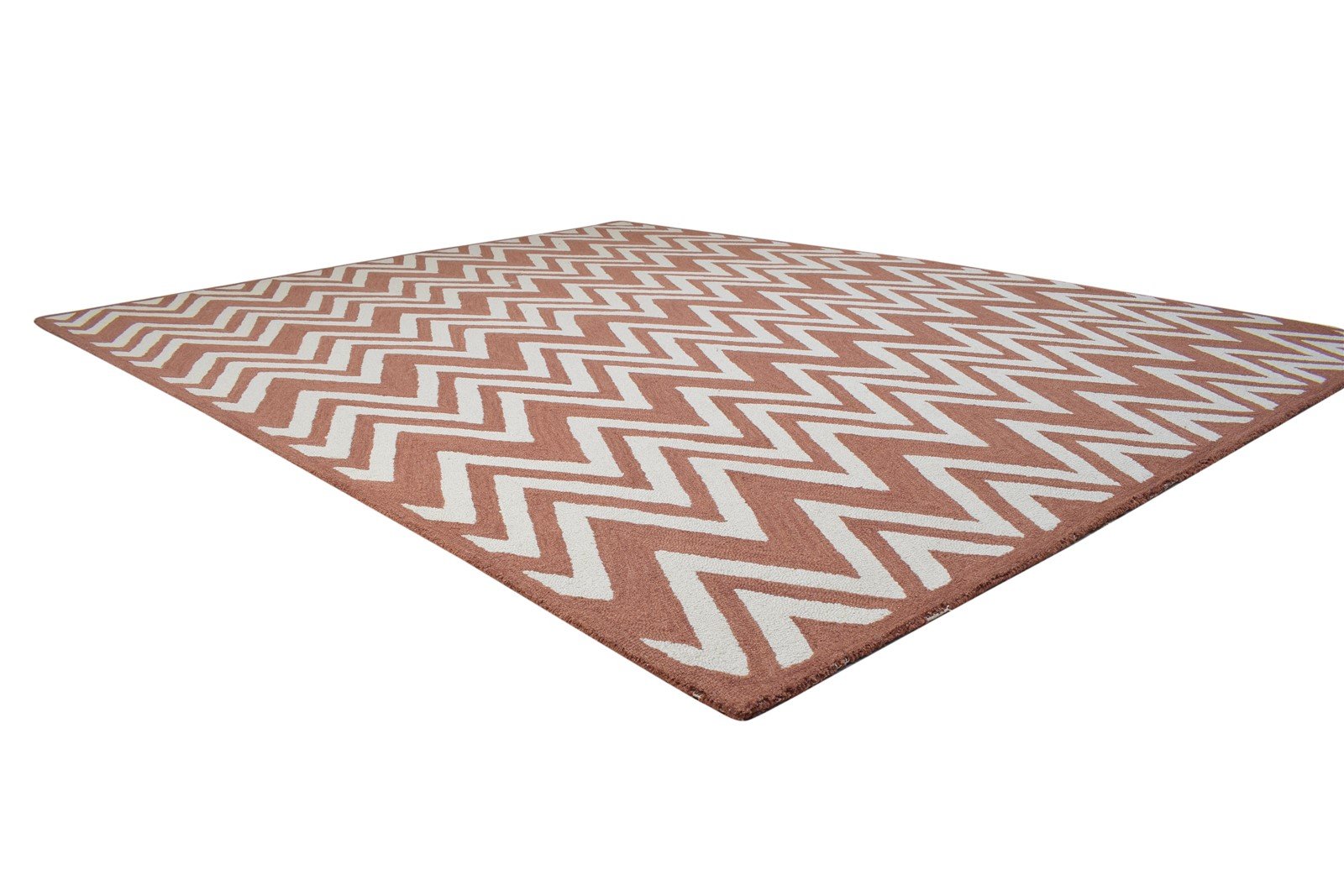 8' X 10' Rug Wool Rust Modern Hand Tufted Scandinavian Chevron Large Carpet 7864305418389