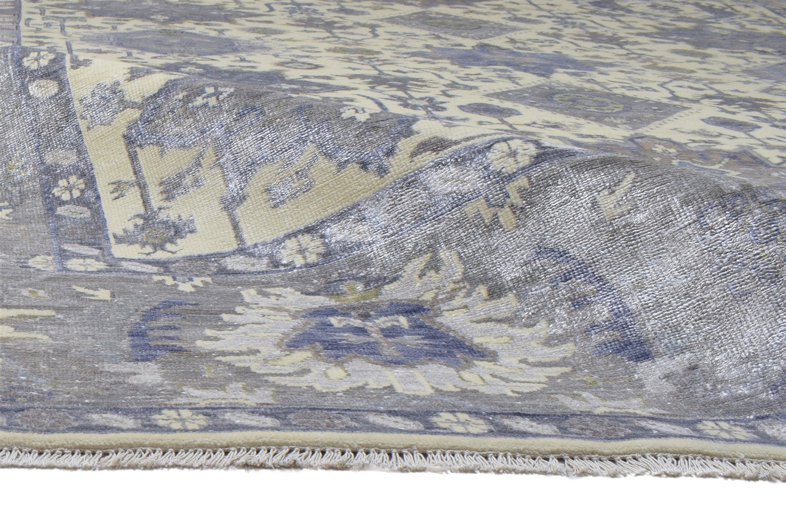 8' X 12' Rug Silk Grey Persian Hand Knotted Oushak Oriental Large Carpet 7864193974421