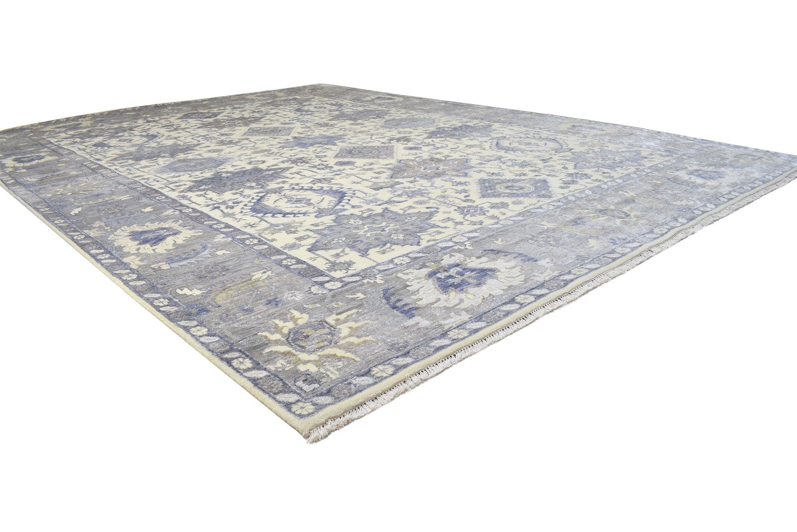 8' X 12' Rug Silk Grey Persian Hand Knotted Oushak Oriental Large Carpet 7864193974421