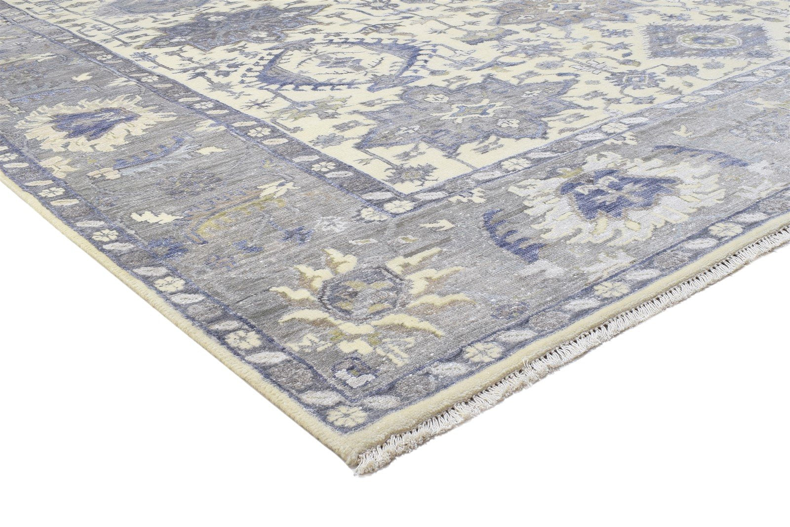 8' X 12' Rug Silk Grey Persian Hand Knotted Oushak Oriental Large Carpet 7864193974421