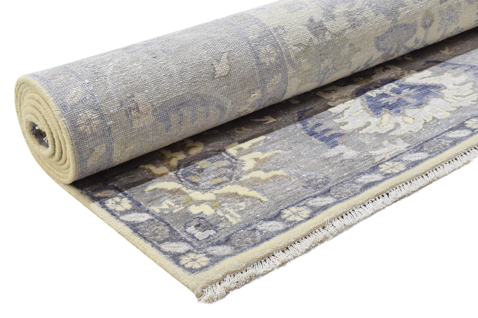 8' X 12' Rug Silk Grey Persian Hand Knotted Oushak Oriental Large Carpet 7864193974421