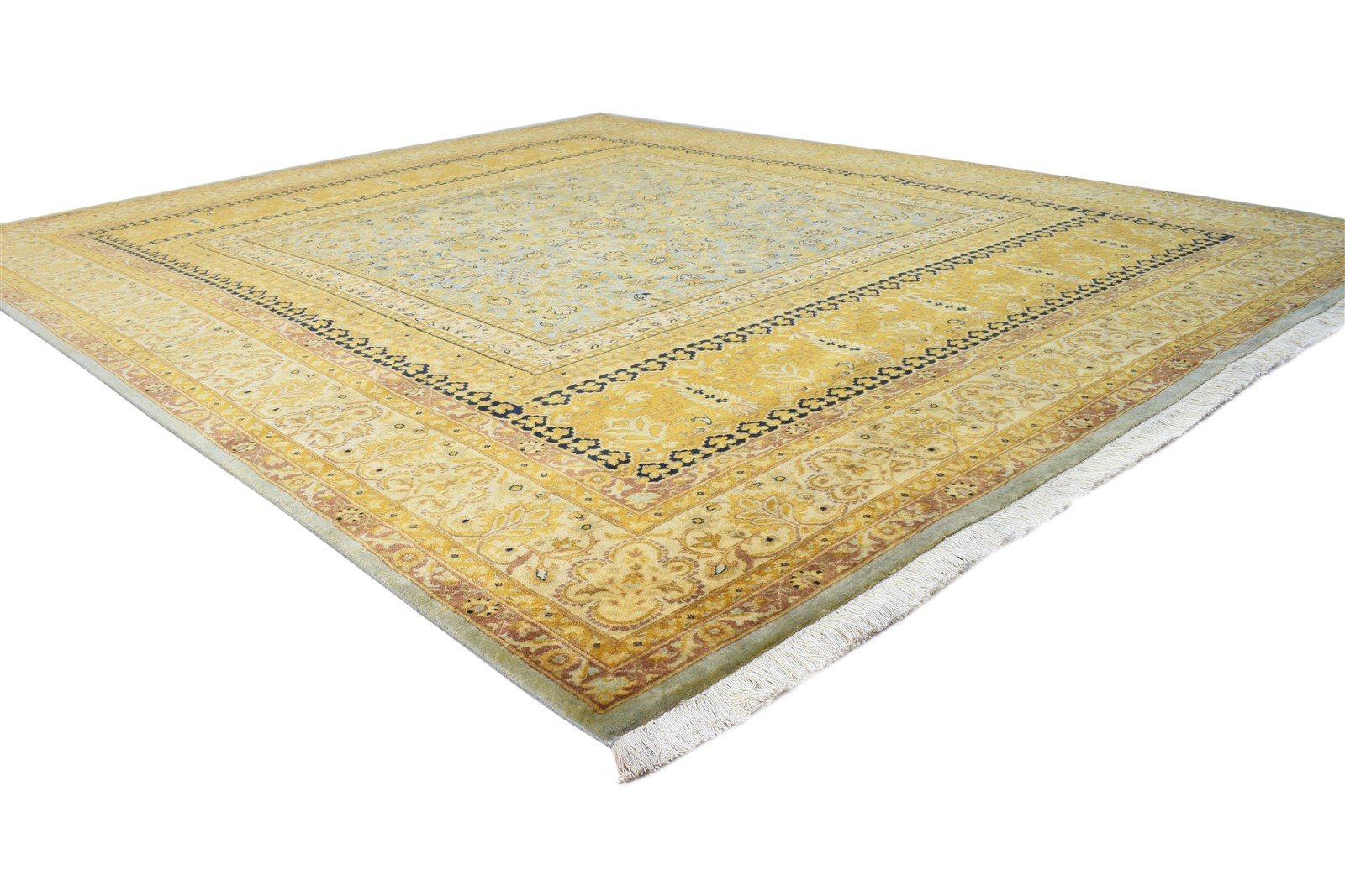 Kayley 8' X 9' Rug Wool Gold Persian Hand Knotted Kashan Oriental 7864634048661