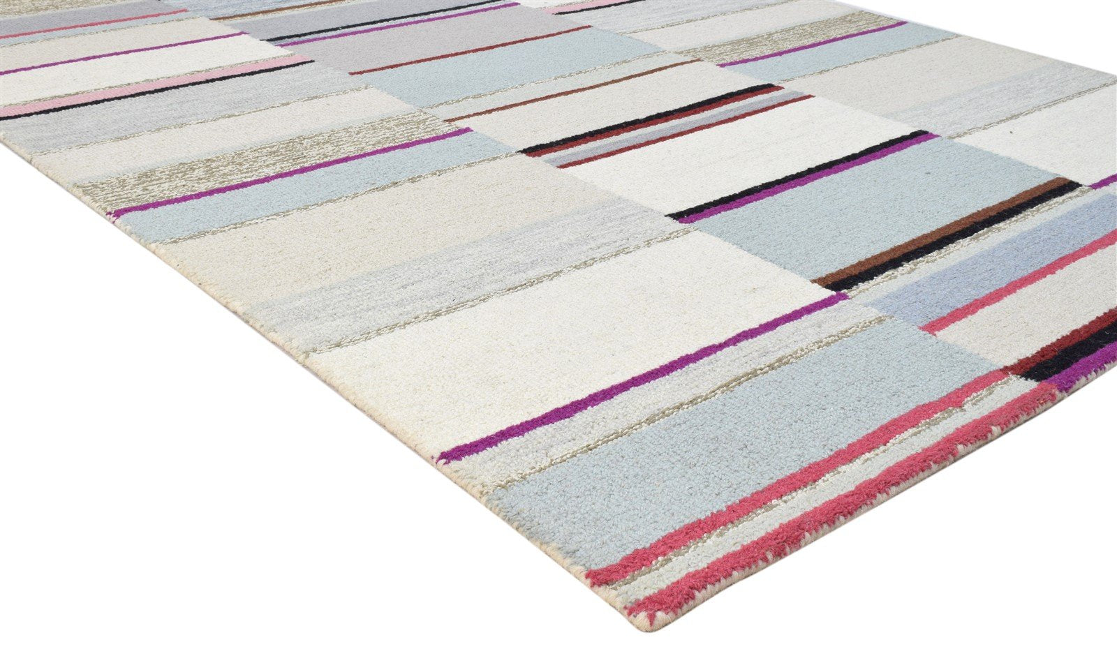 5X8 Rug Wool Multi Color Modern Hand Tufted Scandinavian Striped Room Size Area Rug