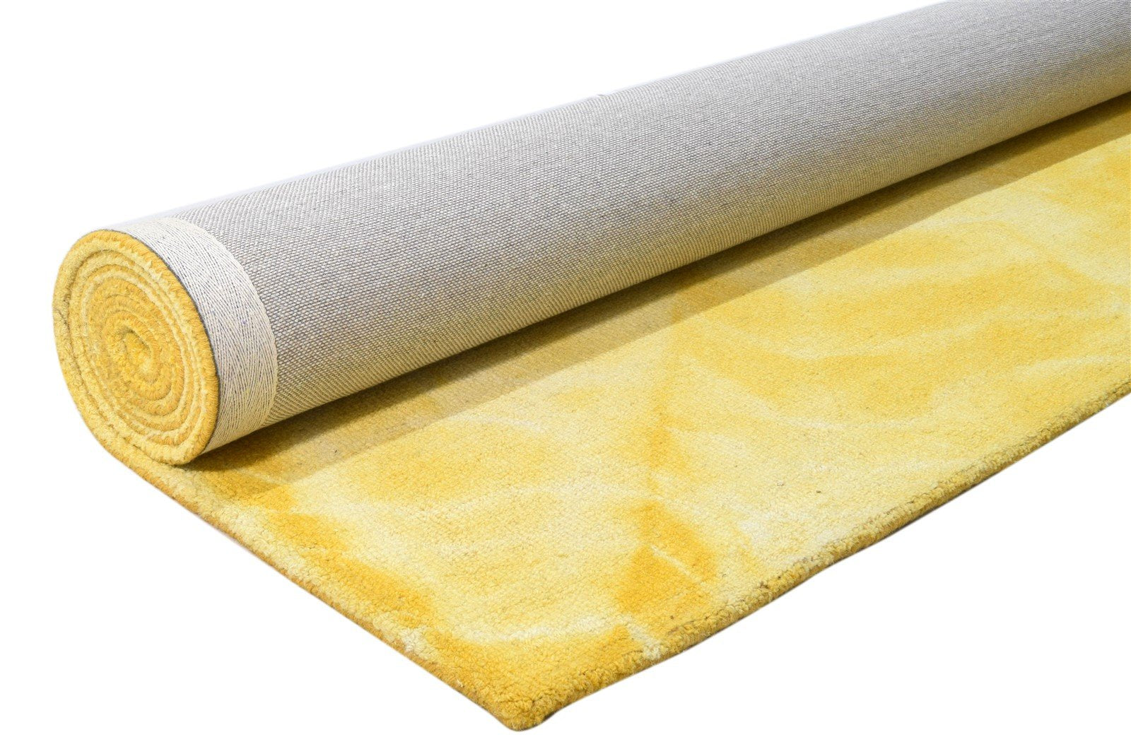 Hand Tufted Gold Wool Rug 5' X 8' Modern Shibori Tie Dye Room Size Carpet Area Rug