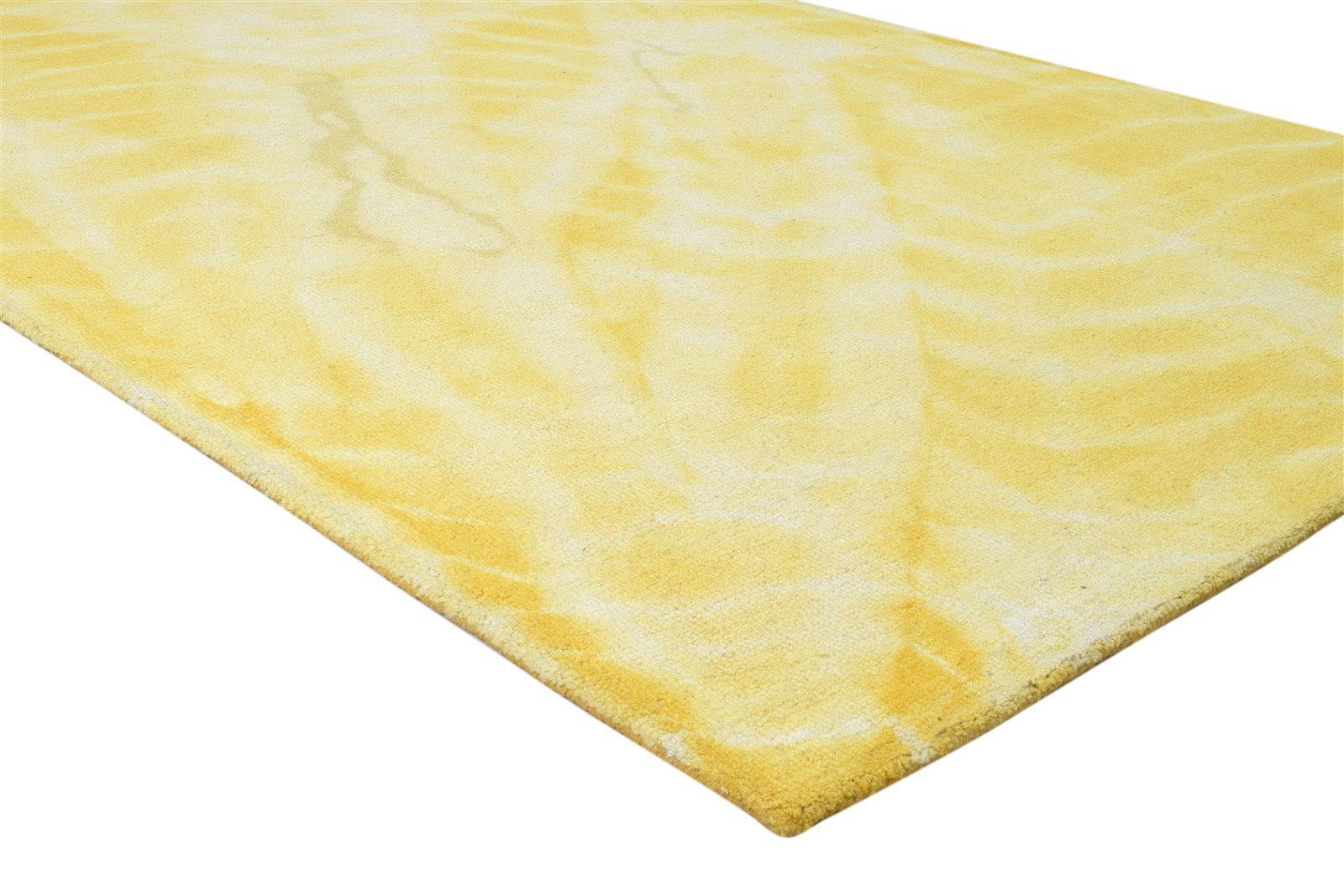 Hand Tufted Gold Wool Rug 5' X 8' Modern Shibori Tie Dye Room Size Carpet Area Rug