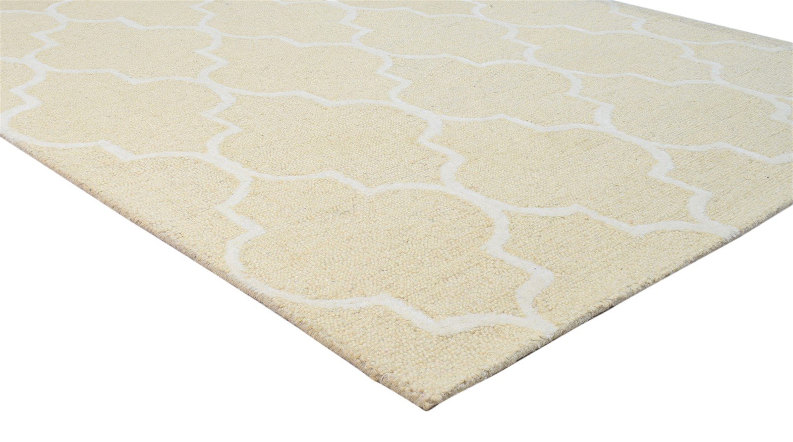 Wool Beige Rug 5' X 8' Modern Hand Tufted Moroccan Trellis Room Size Carpet Area Rug