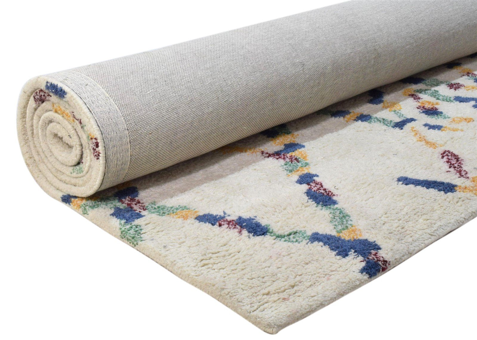 Pet Yarn Ivory Rug 5' X 8' Shag Hand Tufted Moroccan Trellis Room Size Carpet Area Rug
