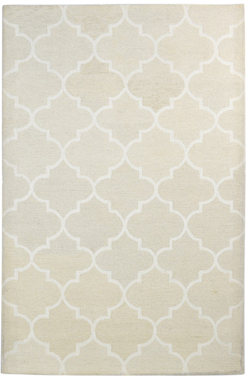 Beige Wool Rug 5' X 8' Modern Hand Tufted Moroccan Trellis Room Size Carpet Area Rug