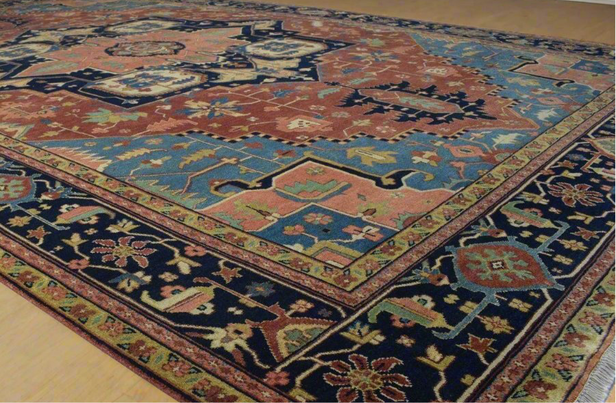 Greenwich Heriz Wool Rug Red Area Rug Persian Hand Knotted Area Rug