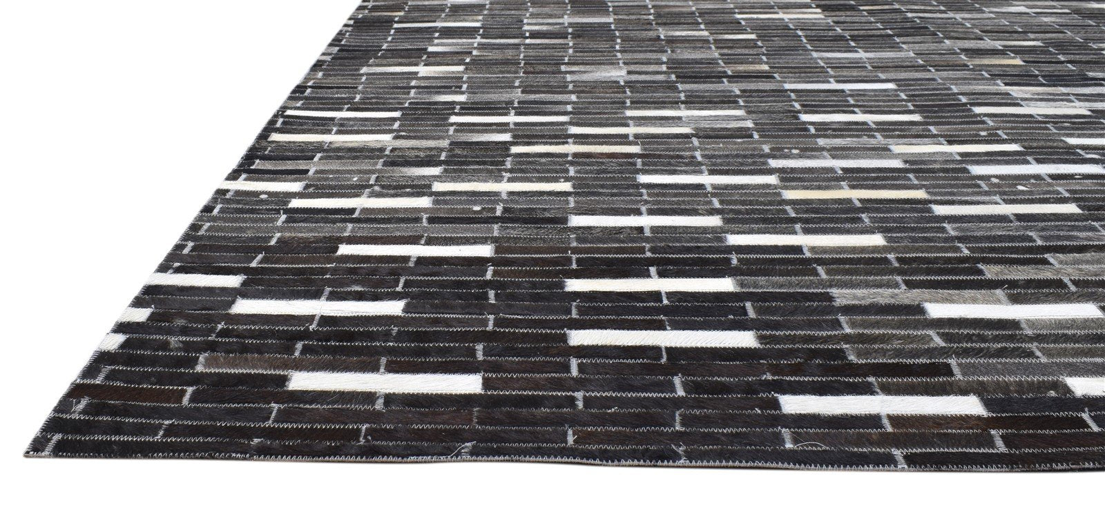 8X10 Rug Leather Charcoal Modern Hand Woven Scandinavian Striped Large Carpet 7860681703573
