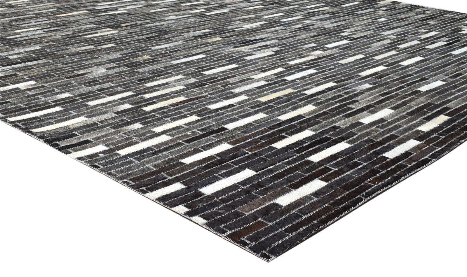 8X10 Rug Leather Charcoal Modern Hand Woven Scandinavian Striped Large Carpet 7860681703573