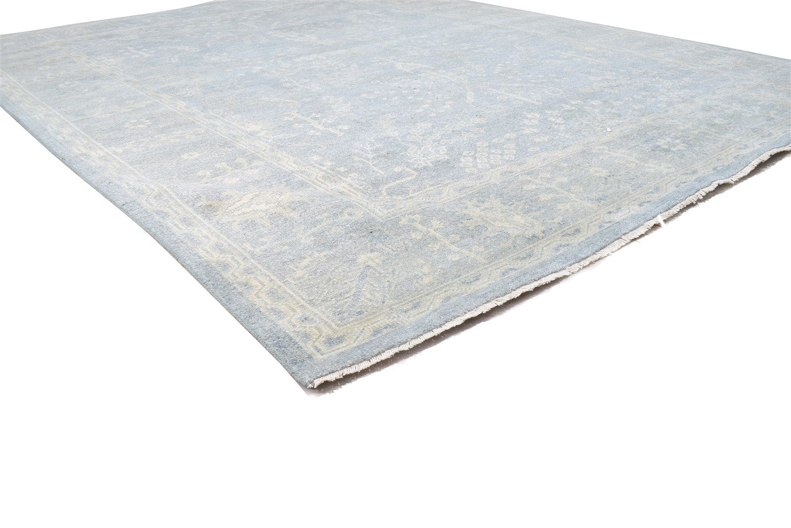 8X10 Rug Wool Silk Blue Persian Hand Knotted Sarouk-Indian Oriental Large 7864117362837