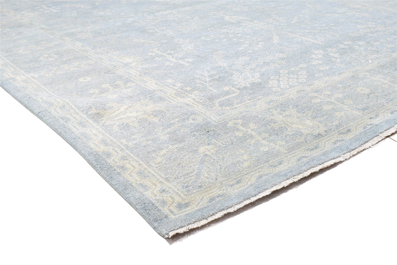 8X10 Rug Wool Silk Blue Persian Hand Knotted Sarouk-Indian Oriental Large 7864117362837