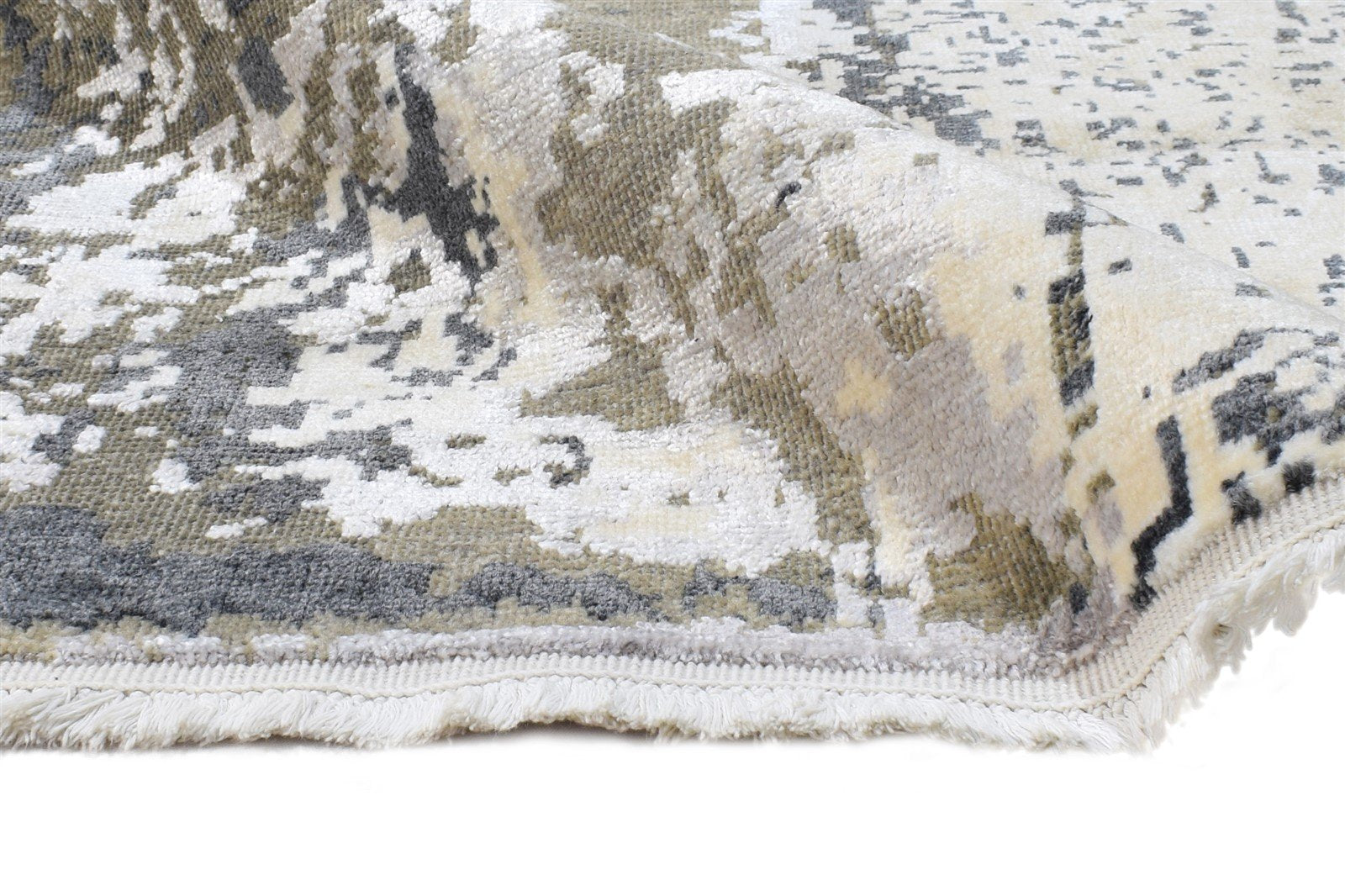 8X10 Rug Wool / Silk Grey Modern Hand Knotted American Abstract Large Carpet 7865106137237