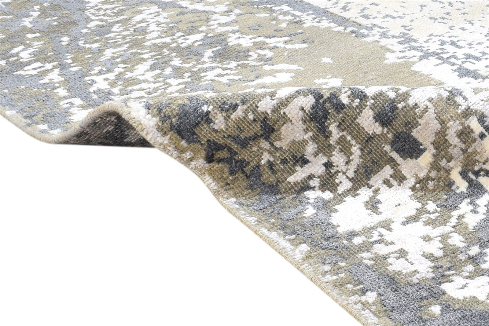 8X10 Rug Wool / Silk Grey Modern Hand Knotted American Abstract Large Carpet 7865106137237