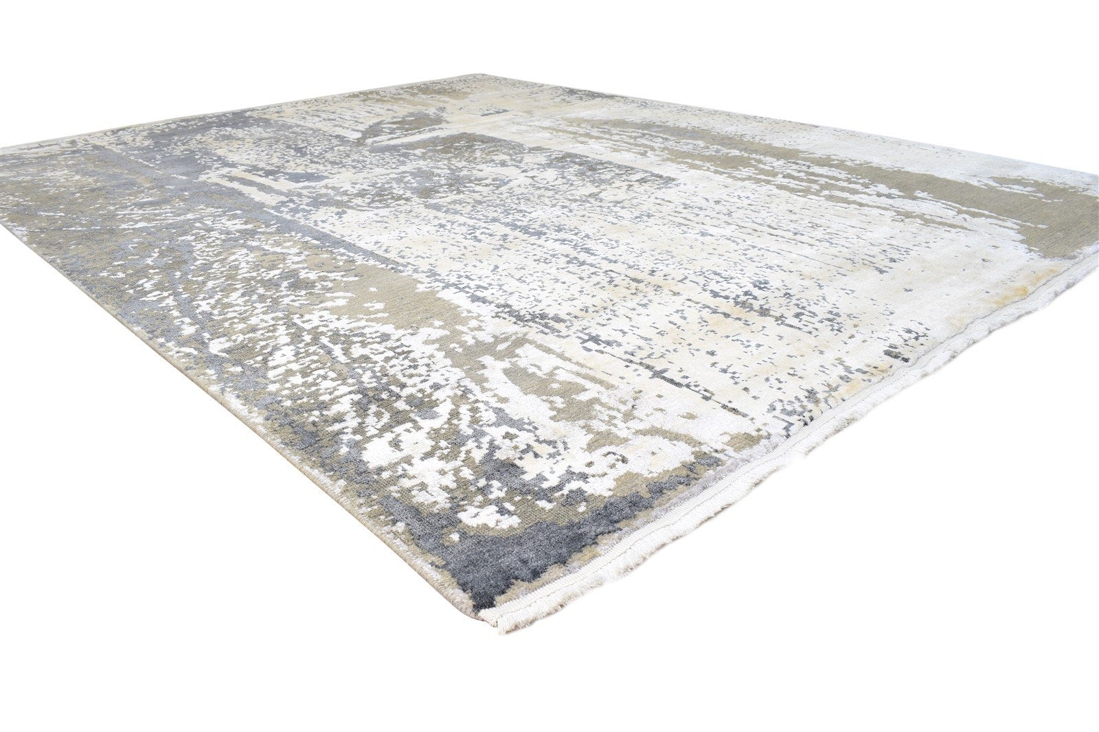 8X10 Rug Wool / Silk Grey Modern Hand Knotted American Abstract Large Carpet 7865106137237
