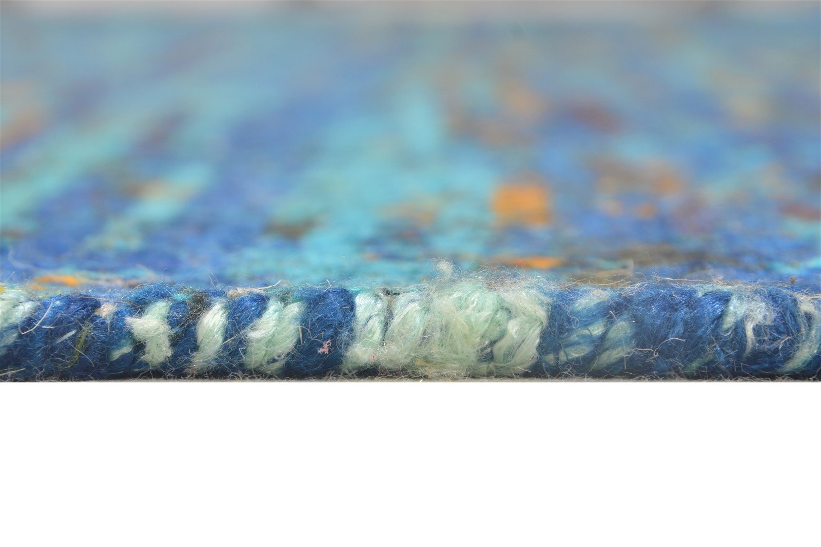 Dodi 8X11 Rug Rayon From Bamboo Blue Modern Hand Woven Bohemian Striped 7864805425301
