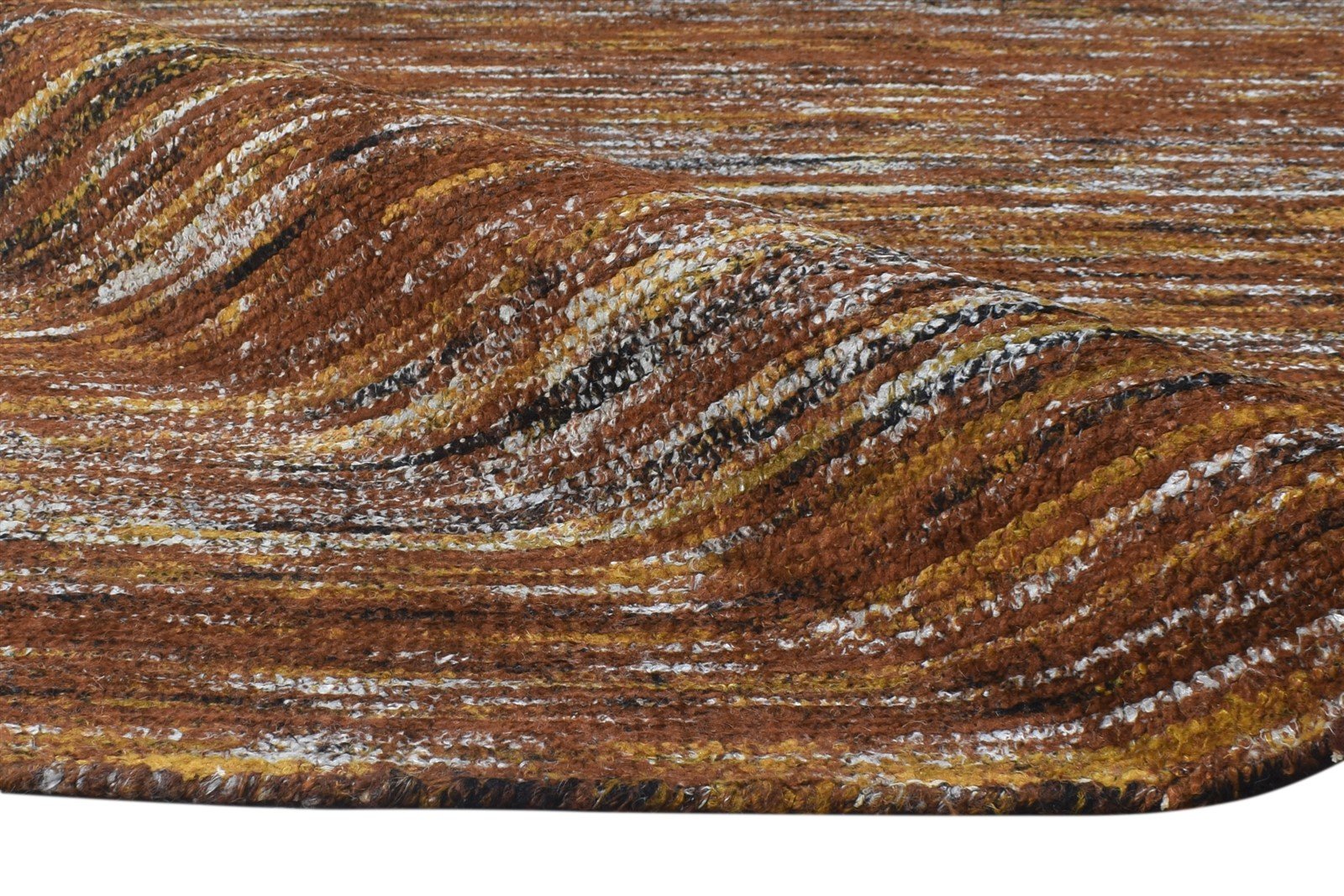 Pattie 8X11 Rug Rayon From Bamboo Brown Modern Hand Woven Bohemian Striped 7864805294229