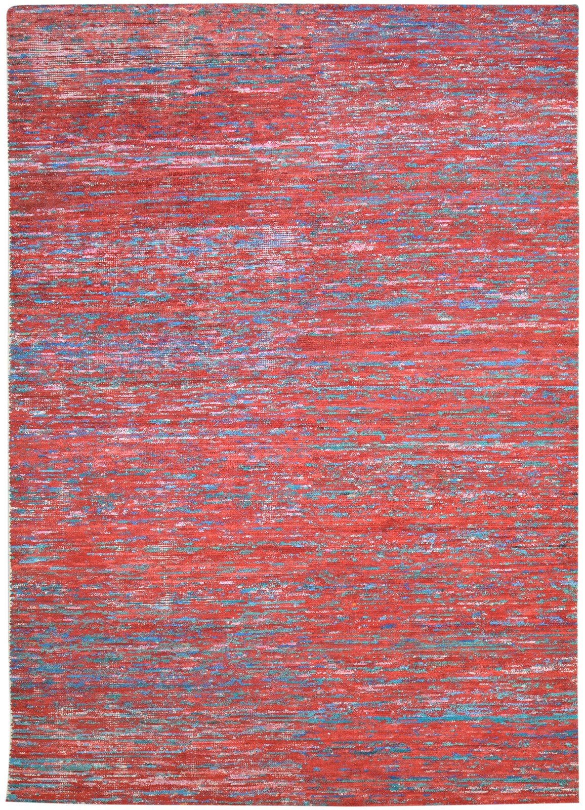 Nerti 8X11 Rug Rayon From Bamboo Red Modern Hand Woven Bohemian Striped 7864805064853