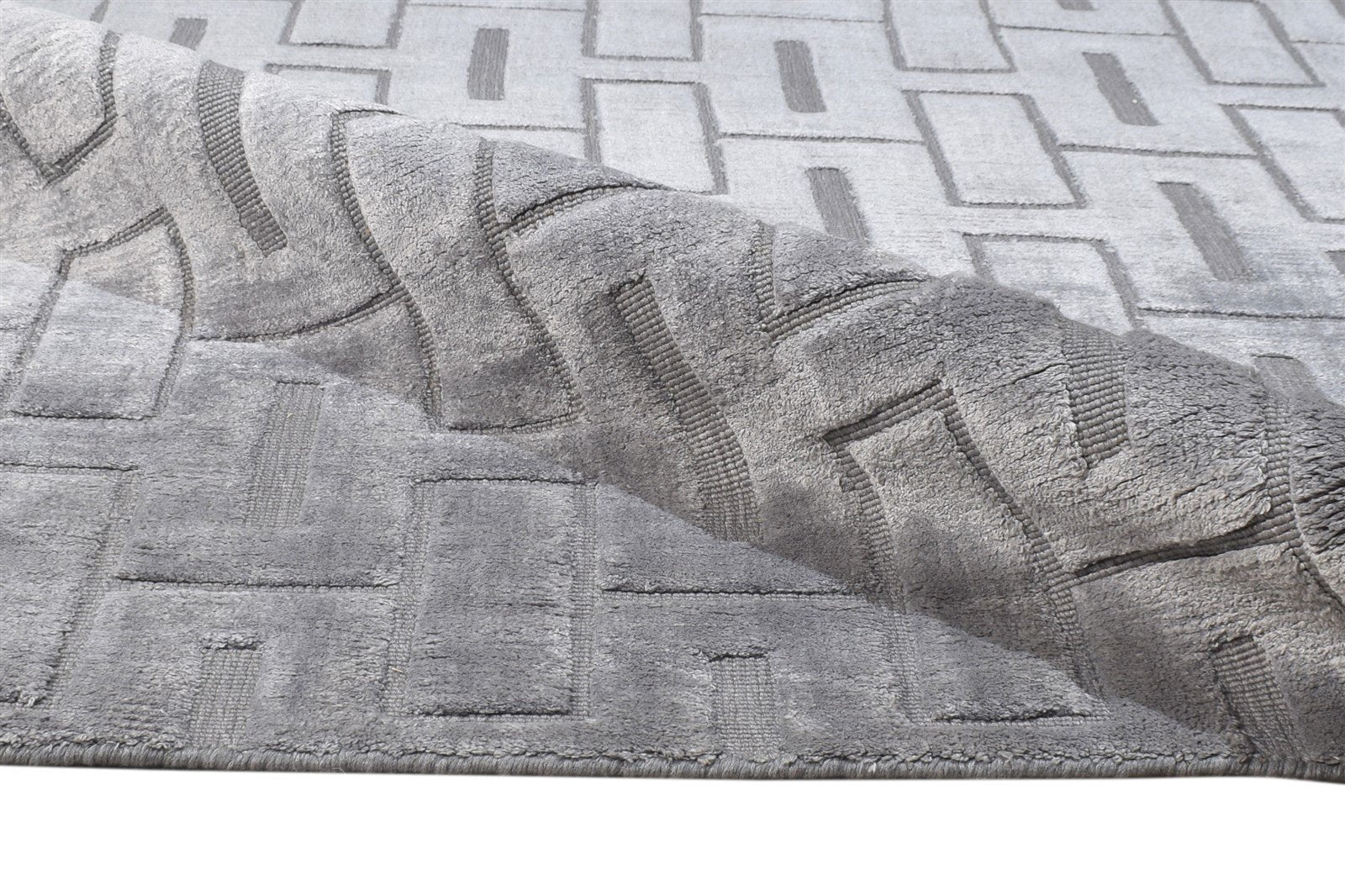 8X11 Rug Wool Dark Grey Modern Hand Woven Scandinavian Geometric Large Carpet 7864804769941
