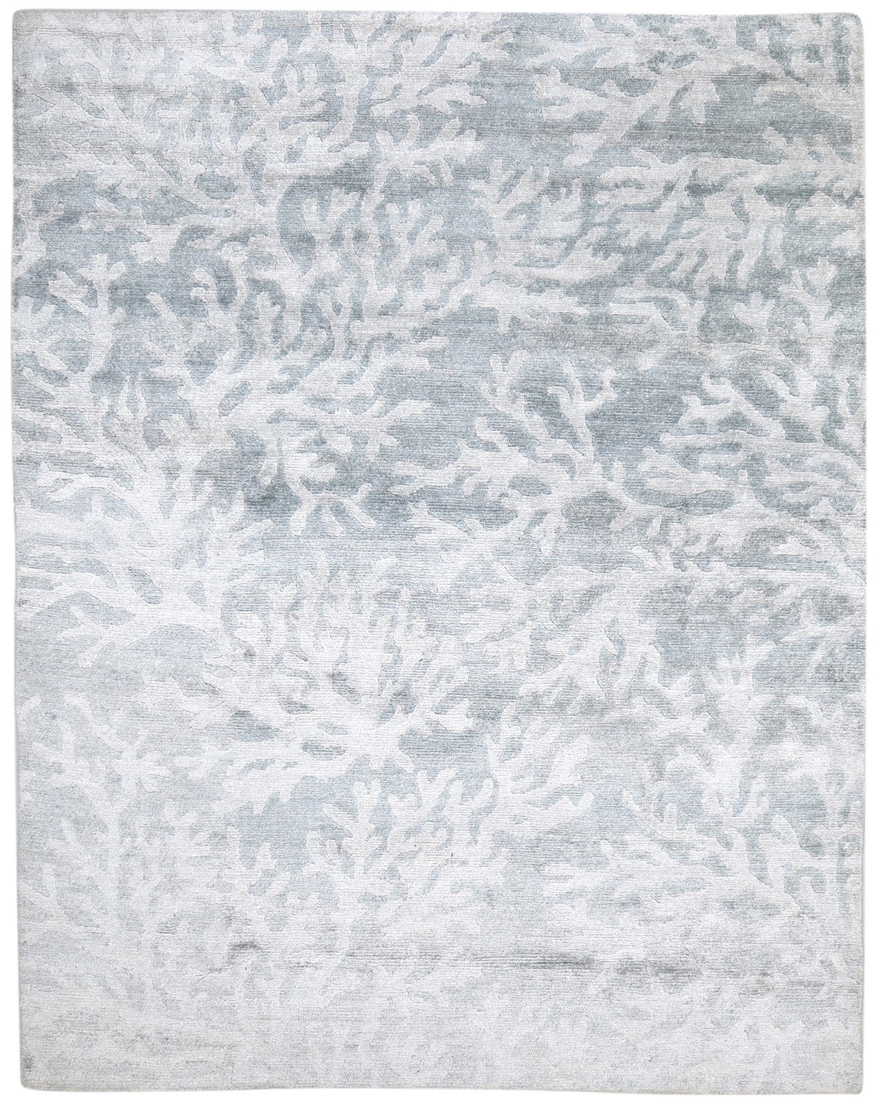 Babbette 8X9 Rug Rayon From Bamboo Grey Modern Hand Knotted French Floral 7864494555285