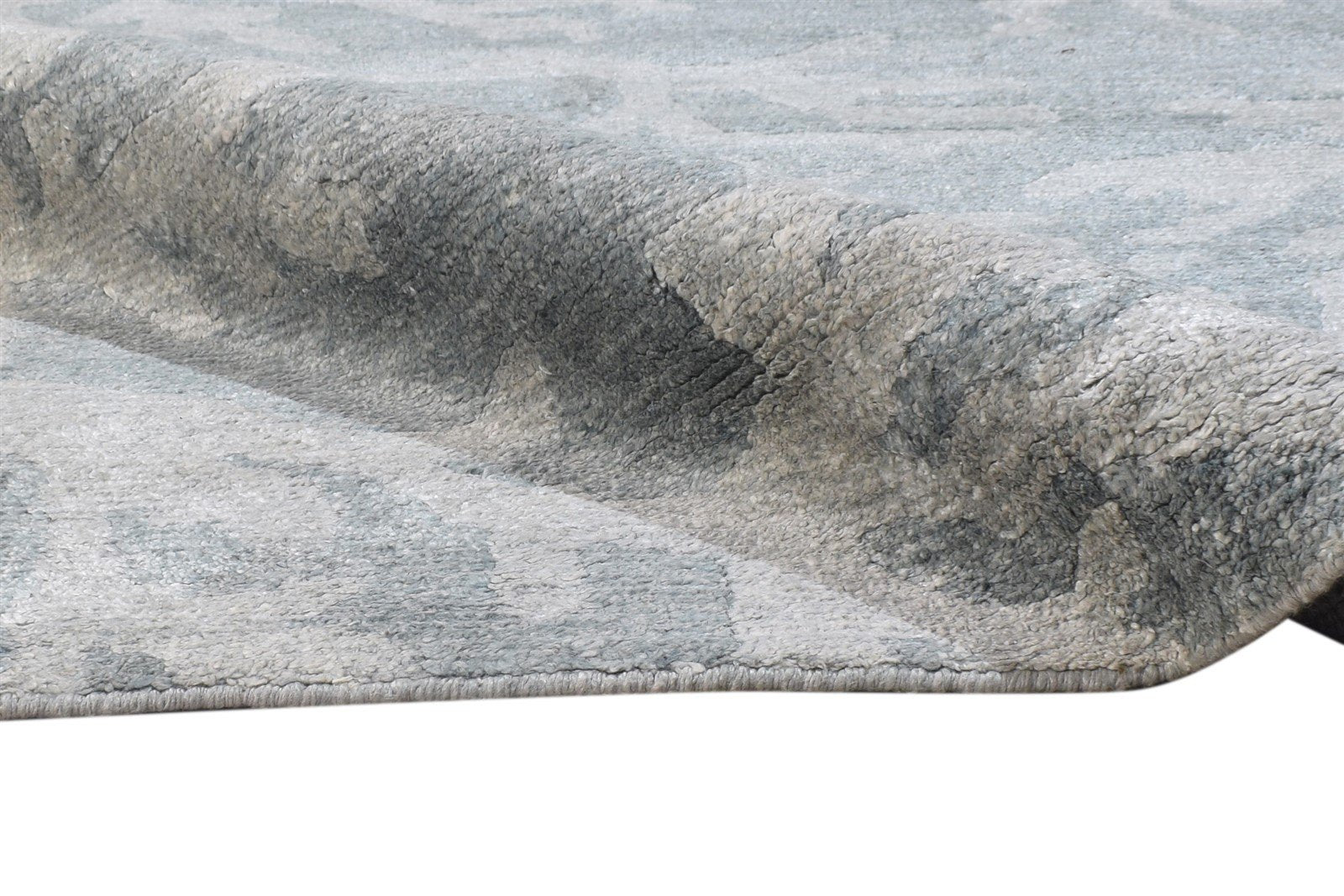 Babbette 8X9 Rug Rayon From Bamboo Grey Modern Hand Knotted French Floral 7864494555285