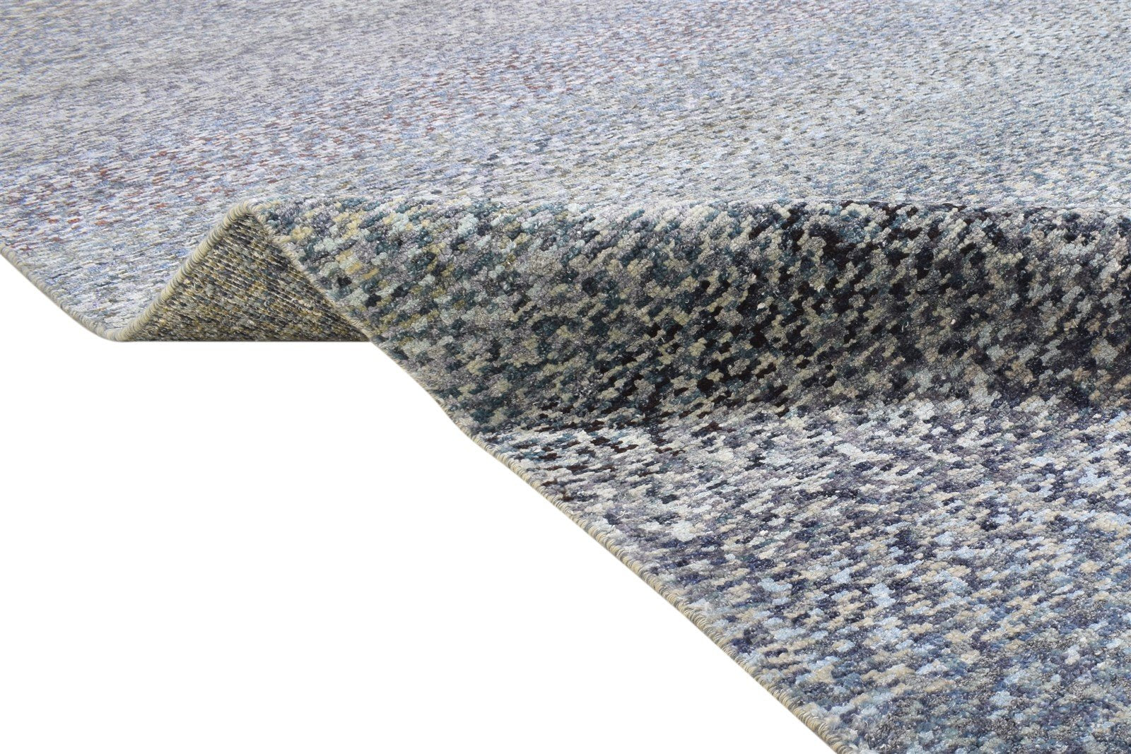 9' X 12' Rug Wool Blue Modern Hand Knotted Bohemian Abstract Large Carpet 7864314069141