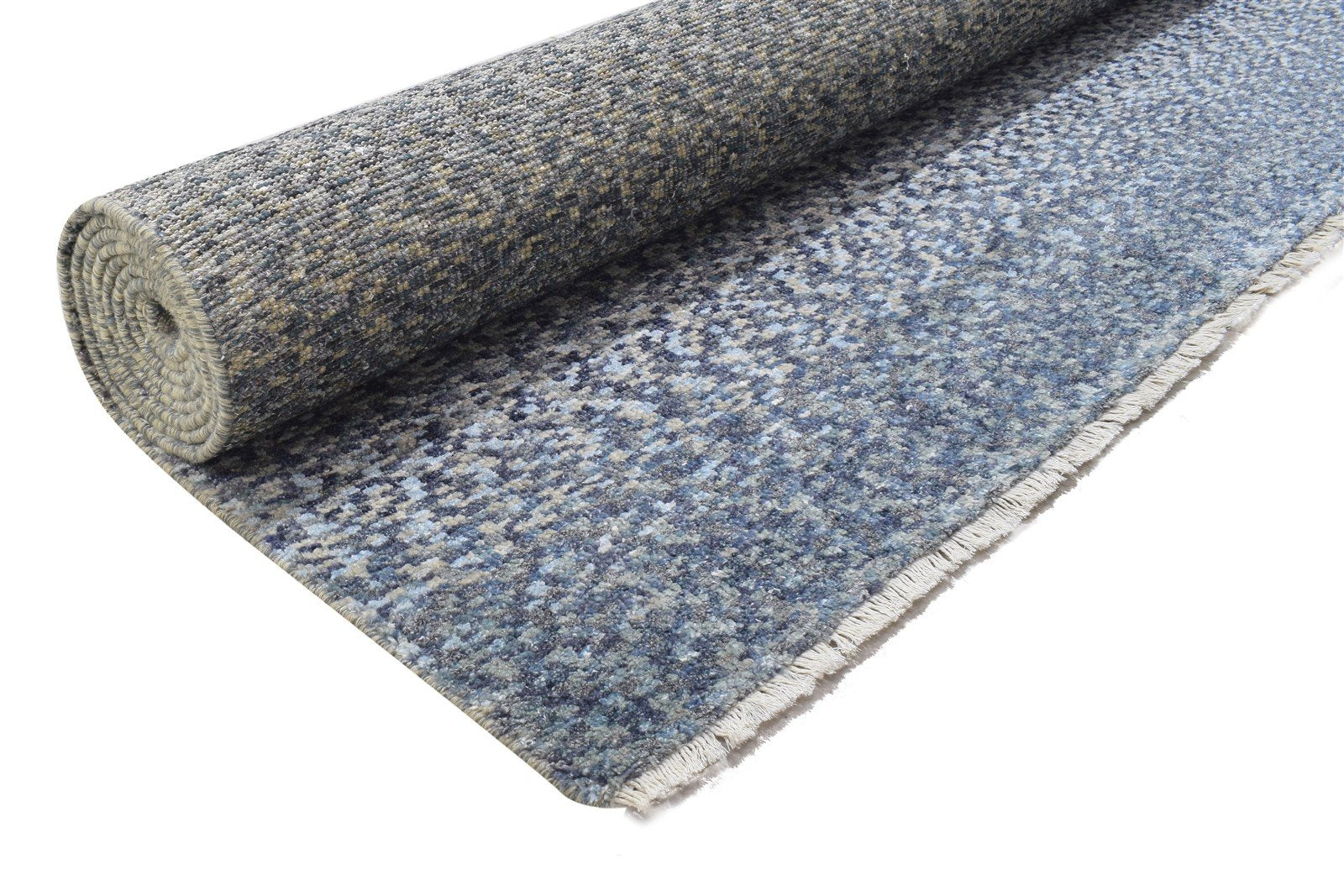 9' X 12' Rug Wool Blue Modern Hand Knotted Bohemian Abstract Large Carpet 7864314069141