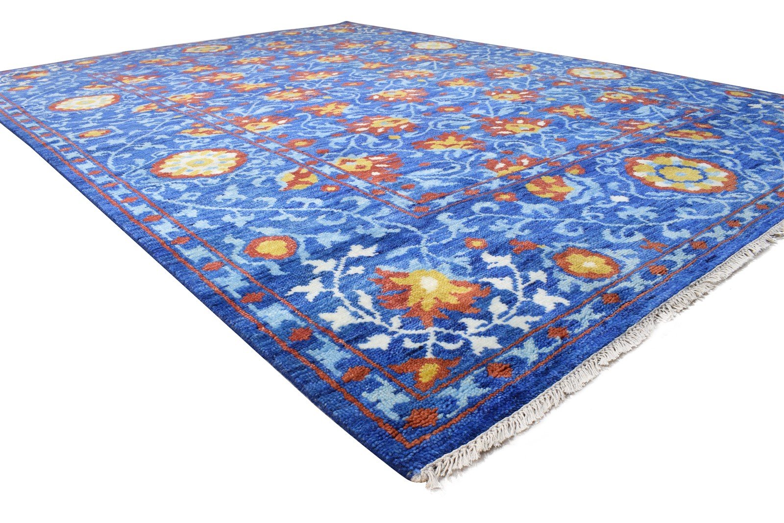 9' X 12' Rug Wool Blue Persian Hand Knotted Mughal Oriental Large Carpet 7864966742165