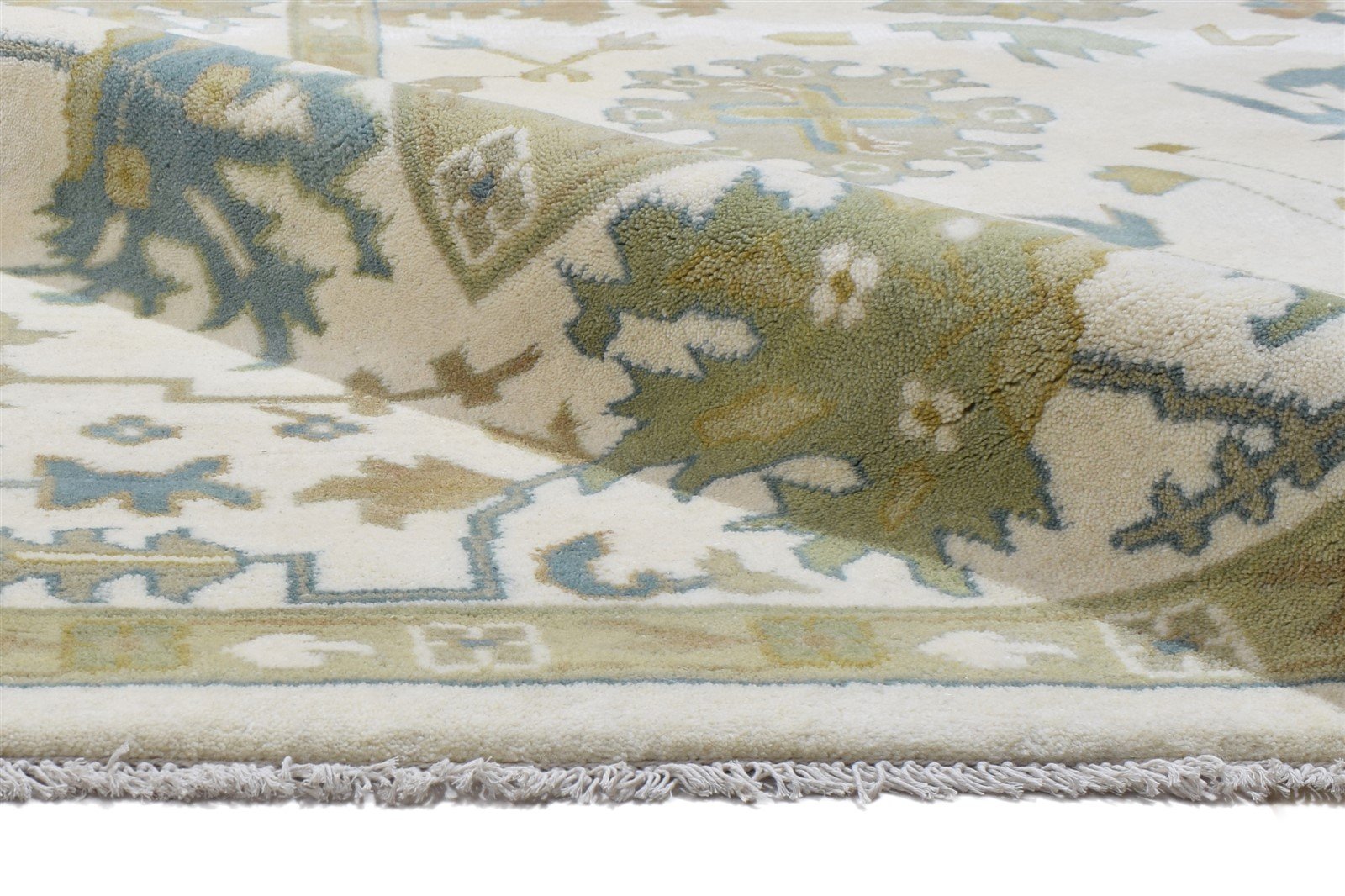 9' X 12' Rug Wool Cream Persian Hand Knotted Oushak Oriental Large Carpet 7864327602325