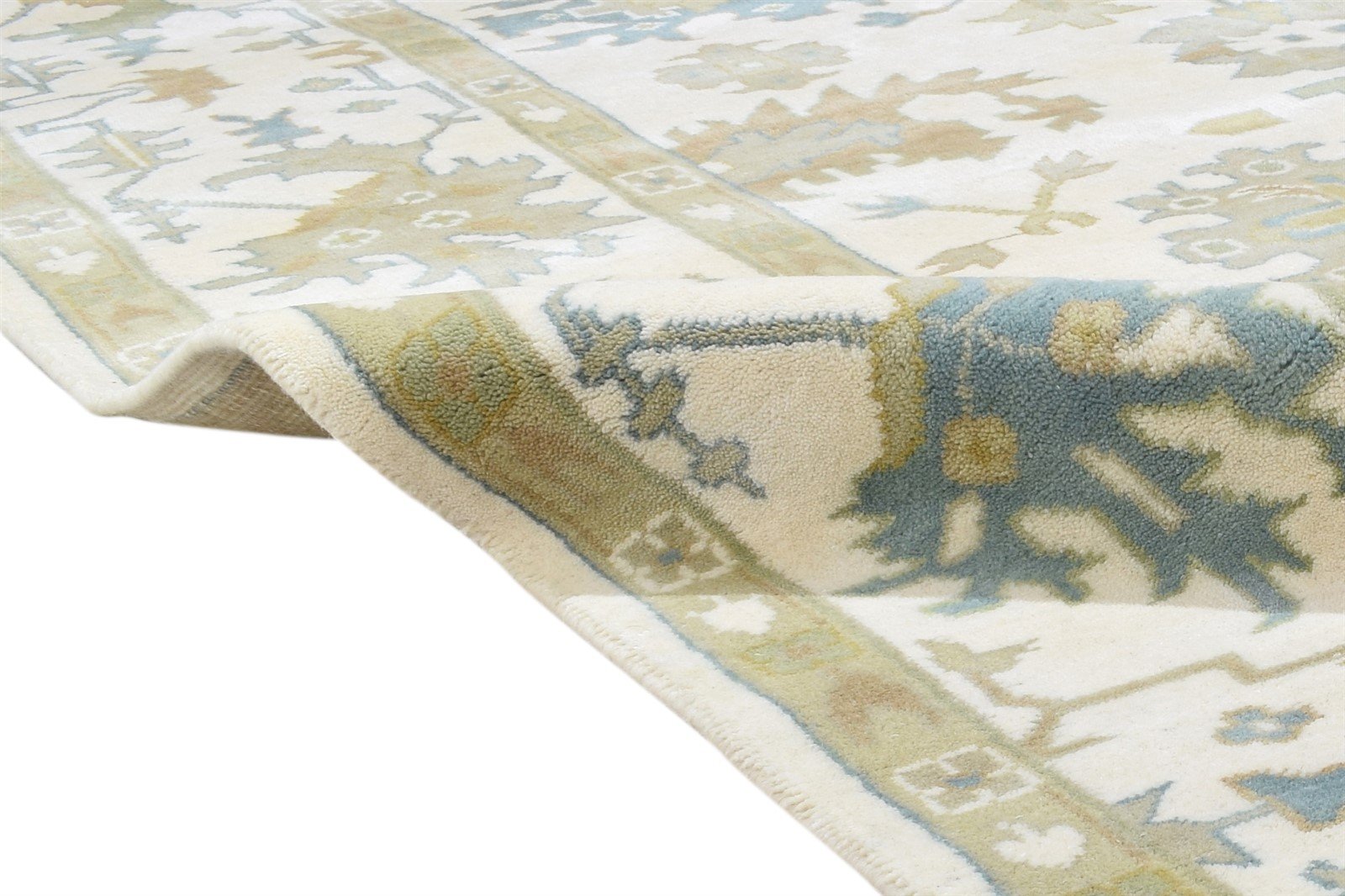 9' X 12' Rug Wool Cream Persian Hand Knotted Oushak Oriental Large Carpet 7864327602325