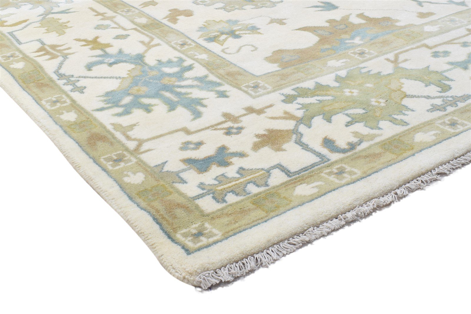 9' X 12' Rug Wool Cream Persian Hand Knotted Oushak Oriental Large Carpet 7864327602325