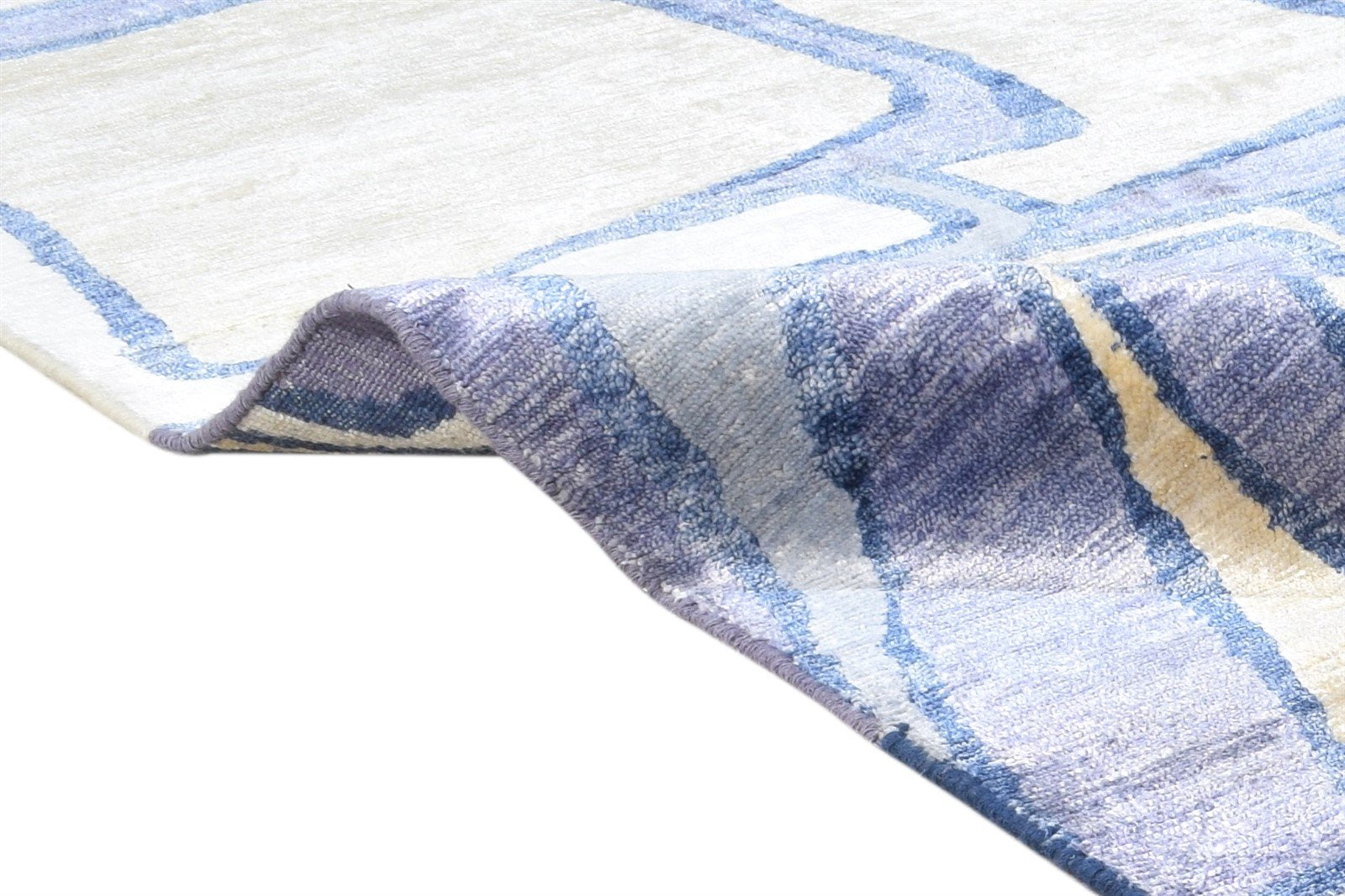 9' X 12' Rug Wool / Silk Blue Modern Hand Woven French Abstract Large Carpet 7864810242197