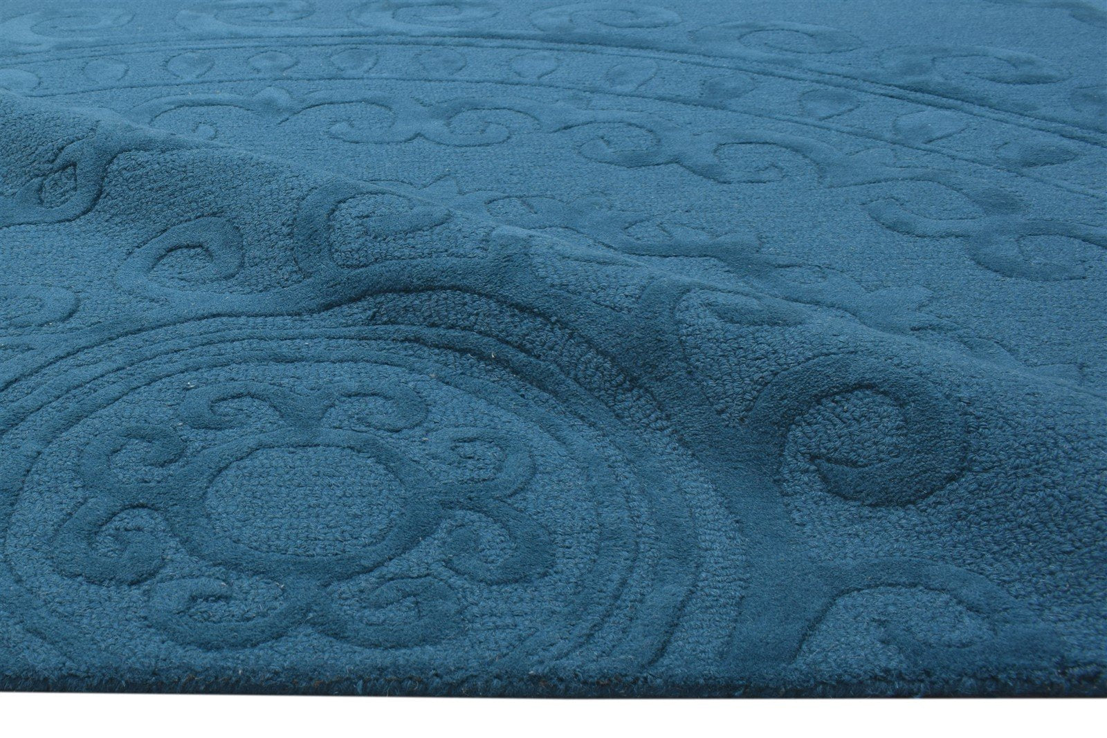 9' X 13' Rug Wool Blue Modern Hand Tufted French Circles Extra Large Carpet 7864142299285