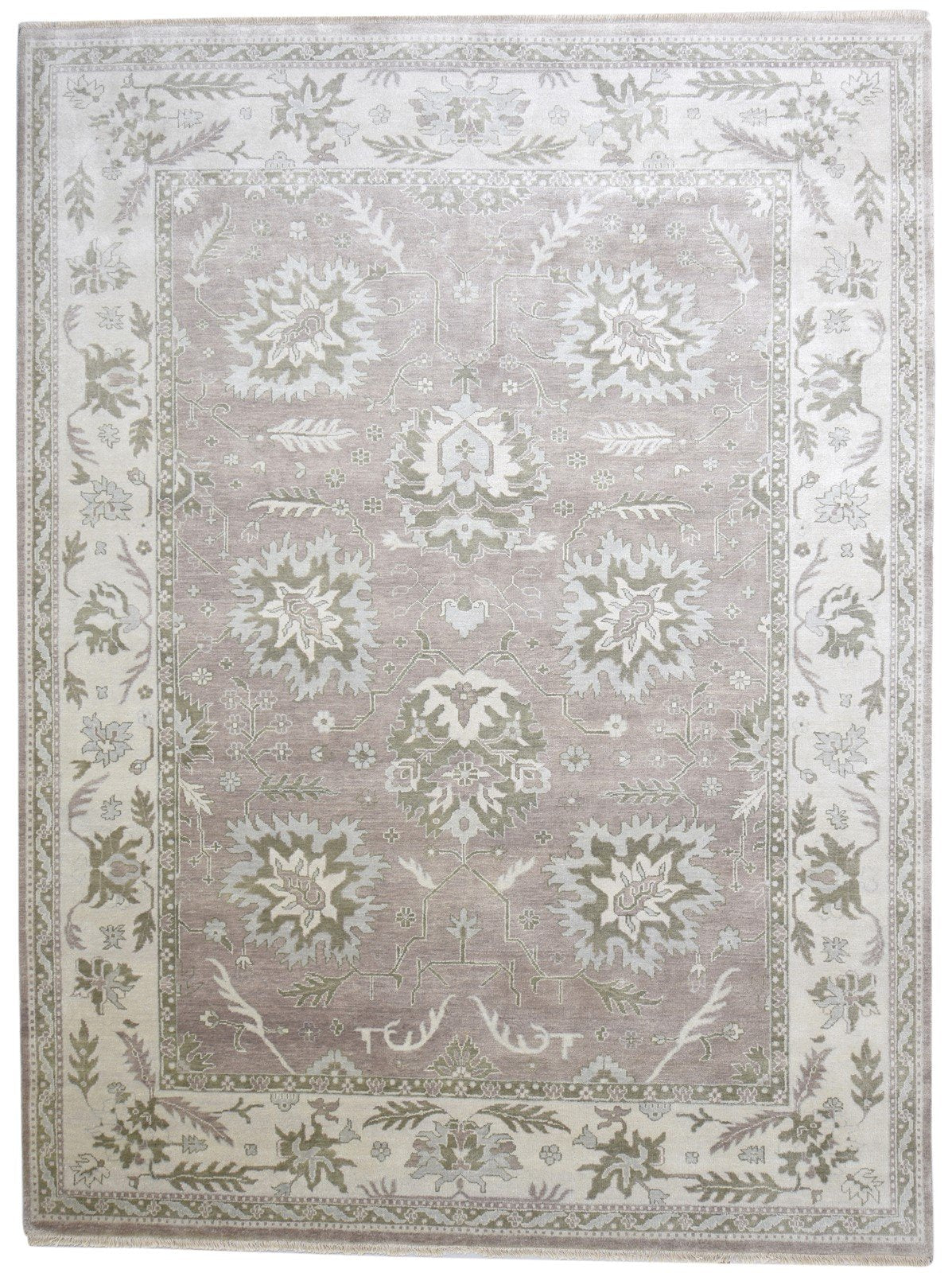 9' X 8' Rug Wool Beige Persian Hand Knotted Oushak Oriental Large Carpet 7864200200341