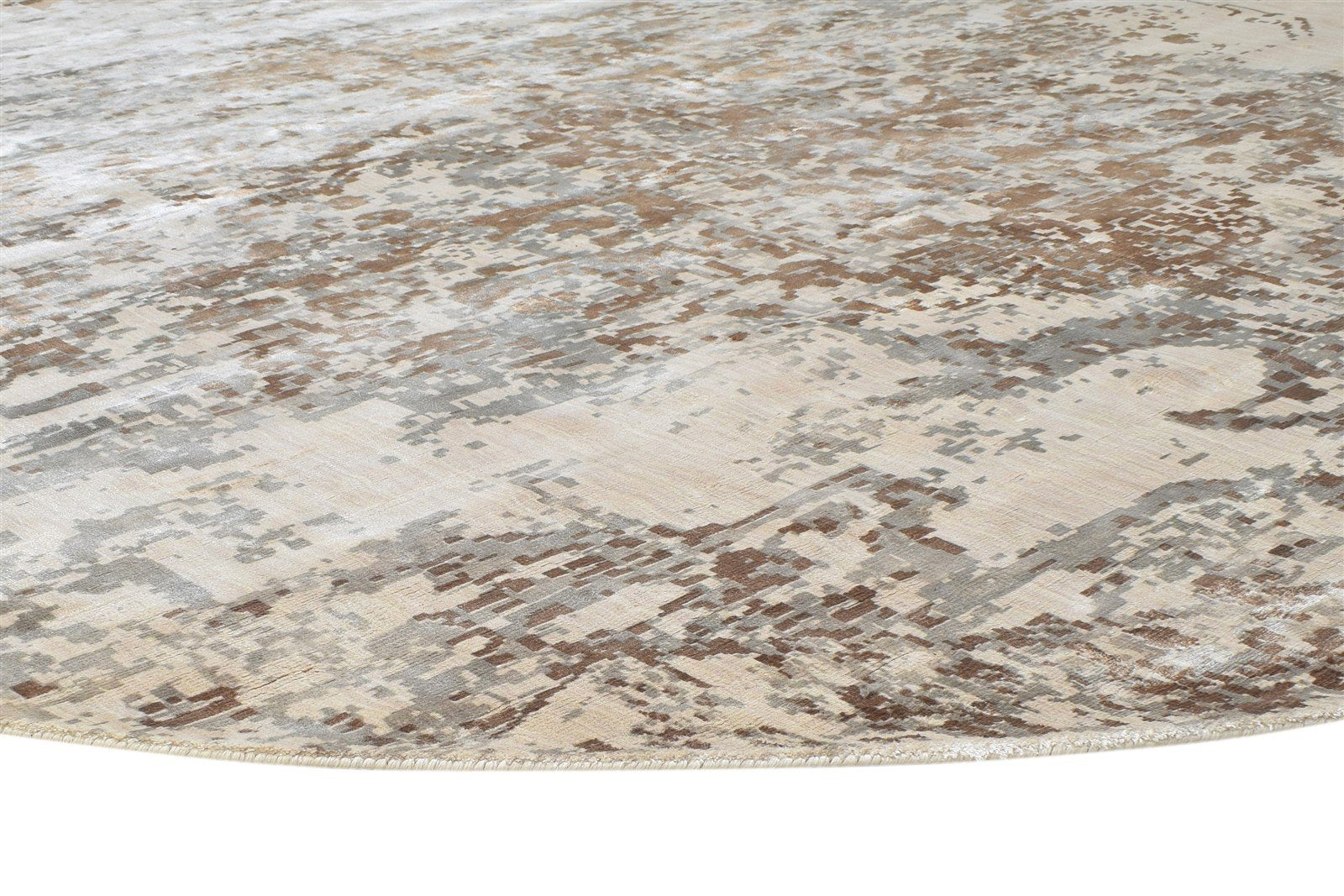 9' X 9' Rug Silk Brown Persian Handloom Heriz-Indian Abstract Large Carpet 7864821219477