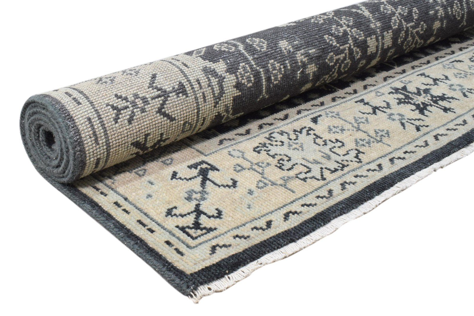 5X7 Rug Wool Black Persian Hand Knotted Sarouk-Indian Oriental Room Size Carpet Area Rug