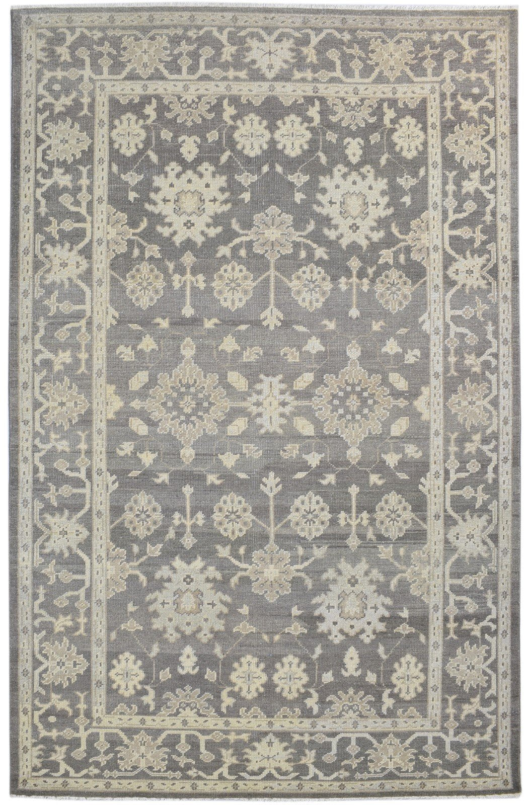 Hand Knotted Brown Wool Rug 6' X 9' Persian Oushak Oriental Room Size Carpet Area Rug