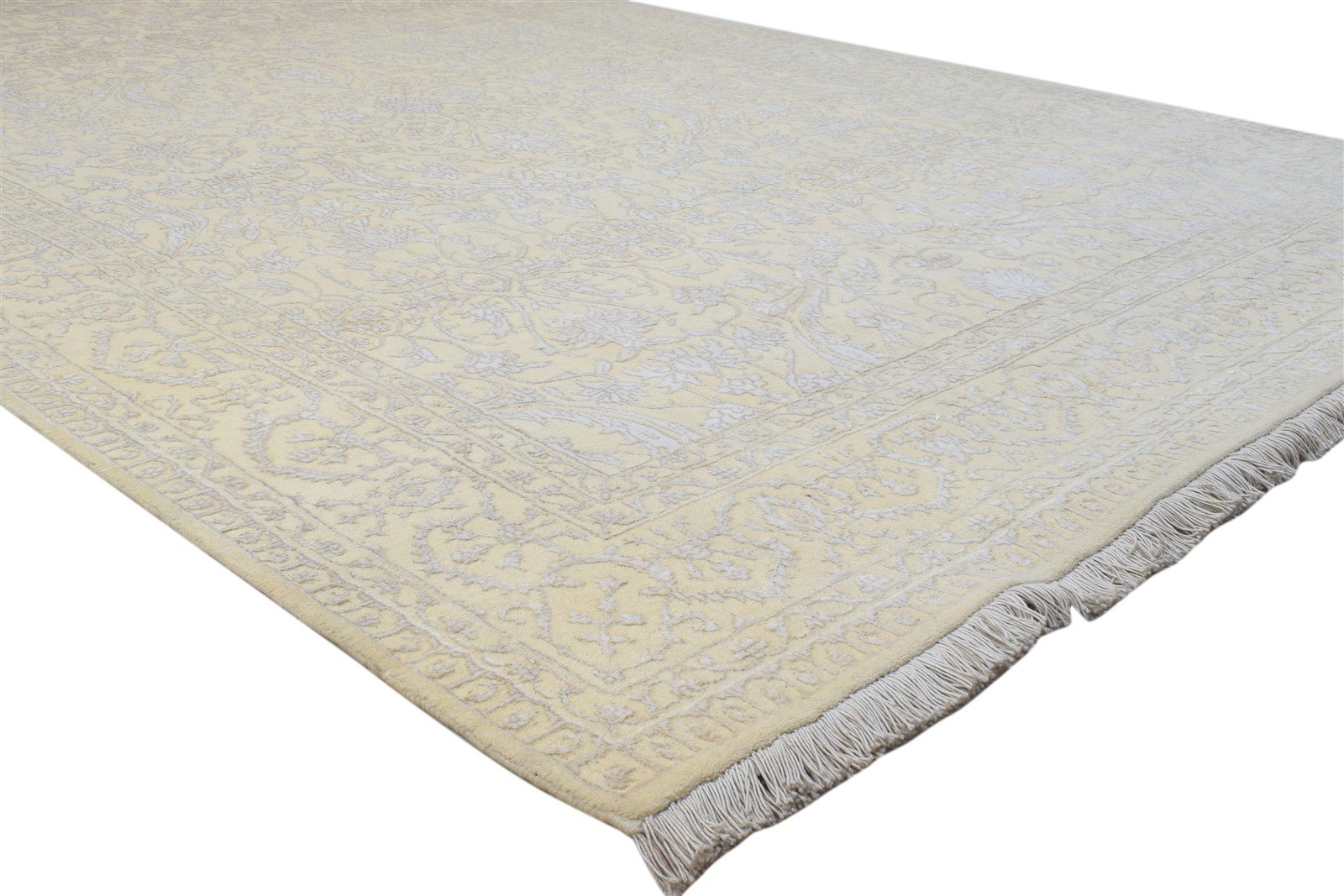 Sand Wool / Silk Rug 6' X 10' Persian Hand Knotted Kashan Oriental Large Carpet Area Rug
