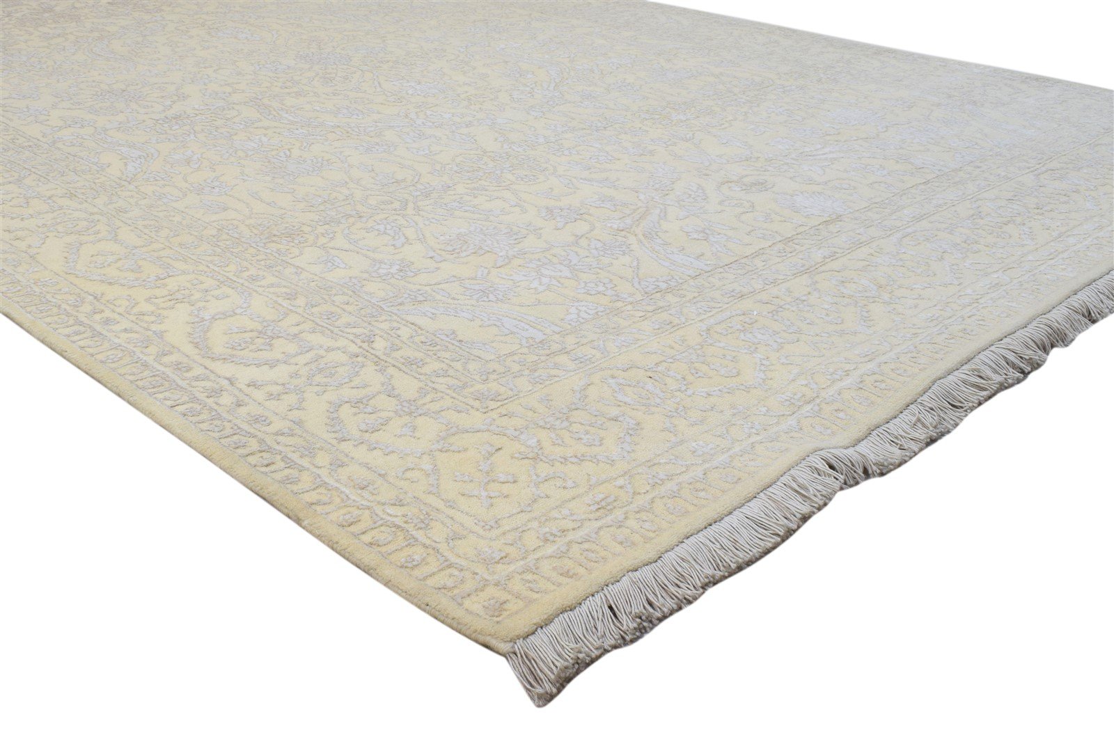 Sand Wool / Silk Rug 6' X 10' Persian Hand Knotted Kashan Oriental Large Carpet Area Rug