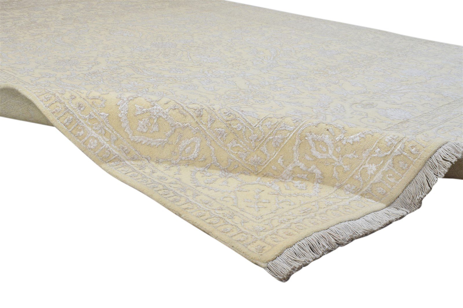 Sand Wool / Silk Rug 6' X 10' Persian Hand Knotted Kashan Oriental Large Carpet Area Rug