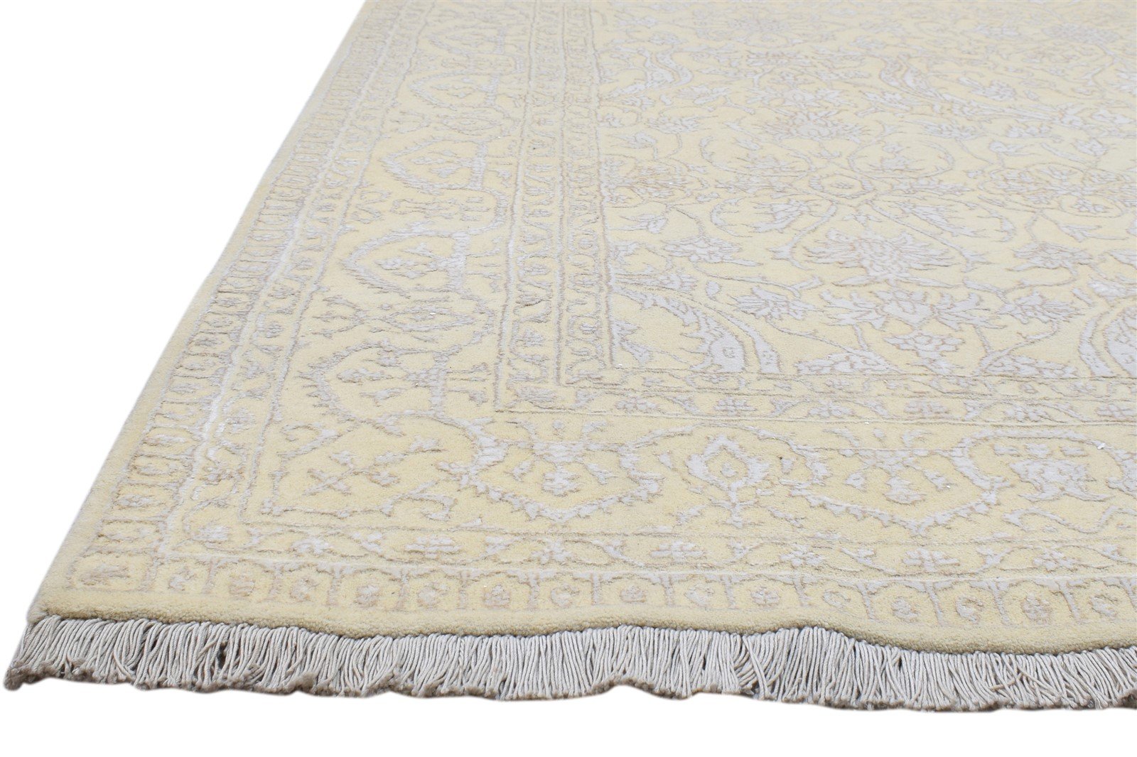 Sand Wool / Silk Rug 6' X 10' Persian Hand Knotted Kashan Oriental Large Carpet Area Rug