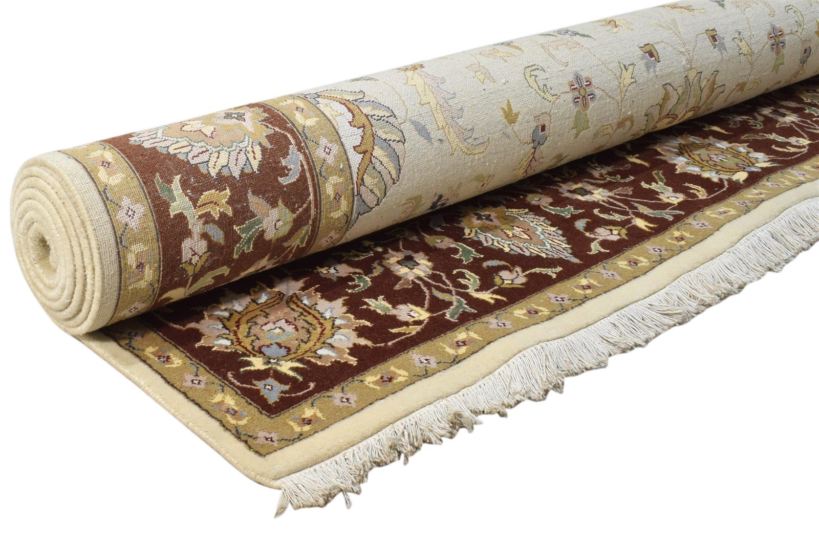 6X10 Rug Wool / Silk Ivory Persian Hand Knotted Kashan Oriental Large Carpet Area Rug