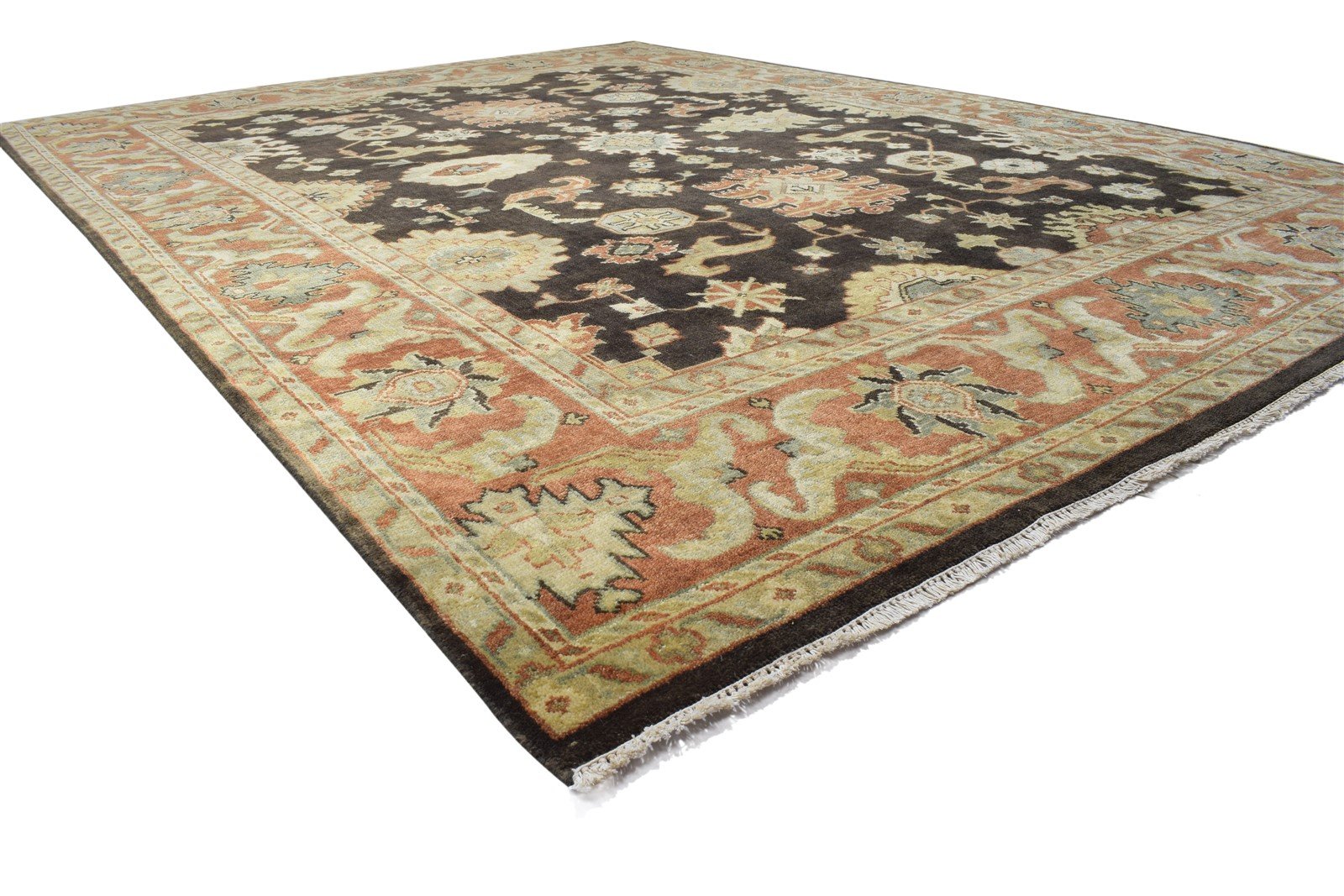 9X12 Rug Wool Charcoal Persian Hand Knotted Oushak Oriental Extra Large Carpet 7864185028757