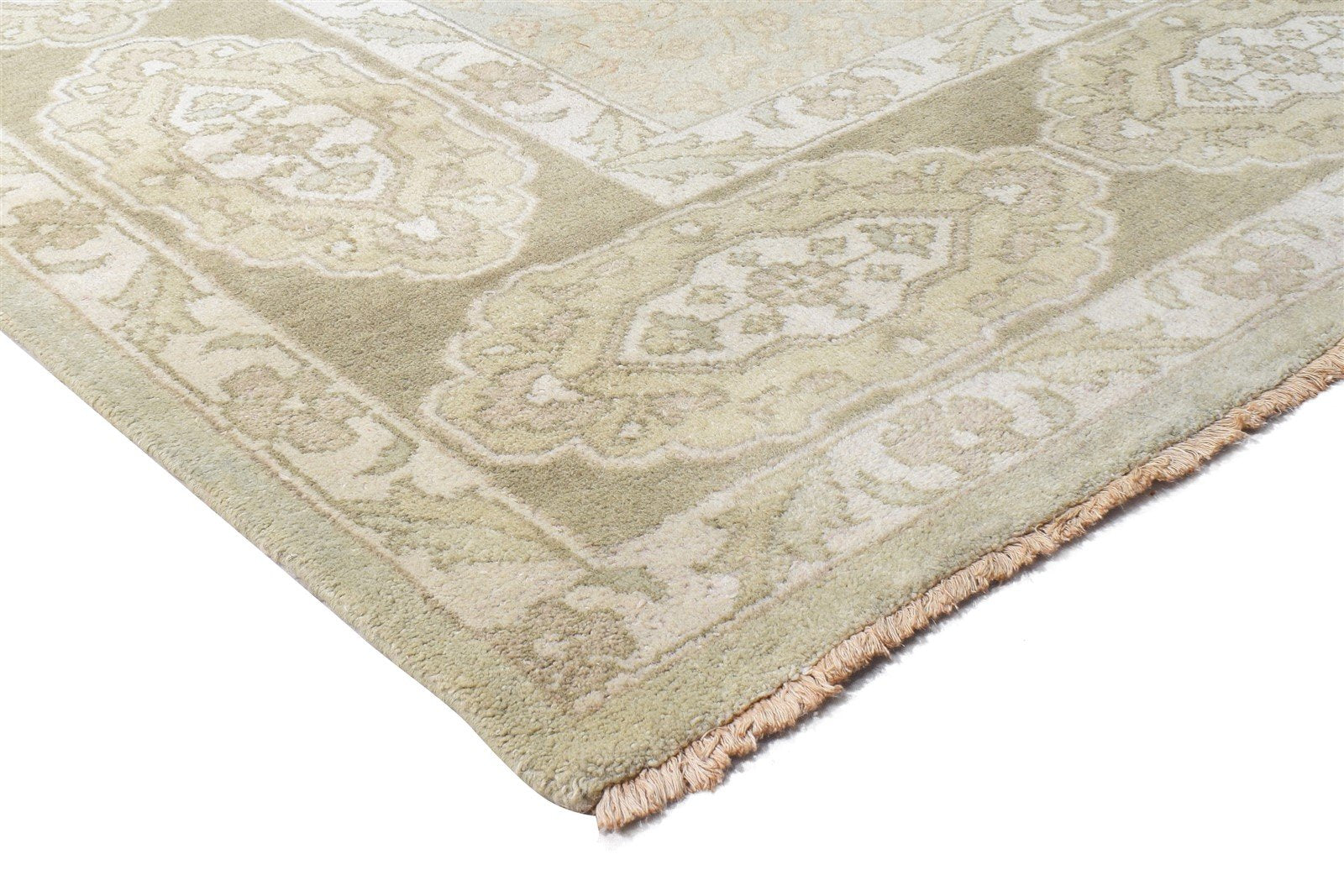 9X12 Rug Wool Cream Persian Hand Knotted Oriental Medallion Extra Large Carpet 7865010618517