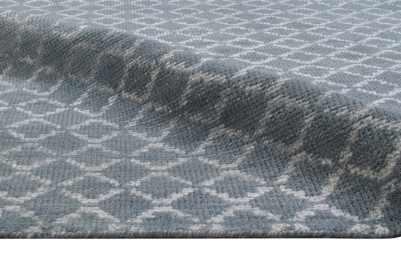 9X12 Rug Wool / Silk Dark Grey Modern Hand Knotted Scandinavian Trellis Large 7864344117397